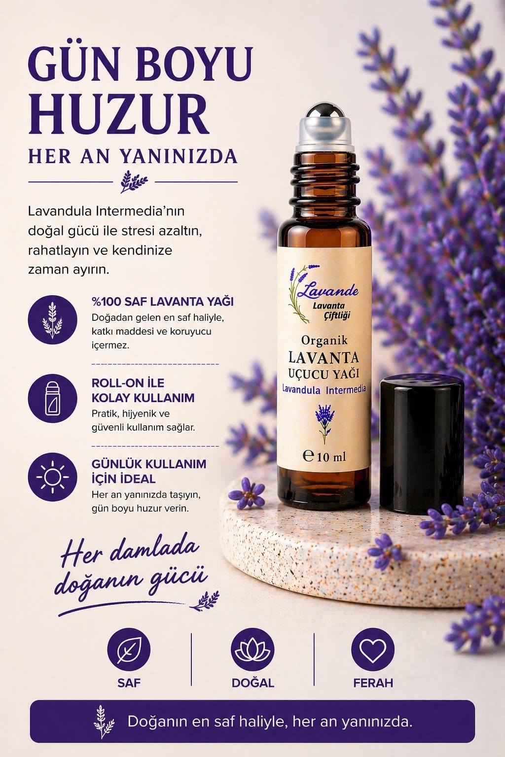 Lavanta Yağı (L. İntermedia) 10ml-Roll on
