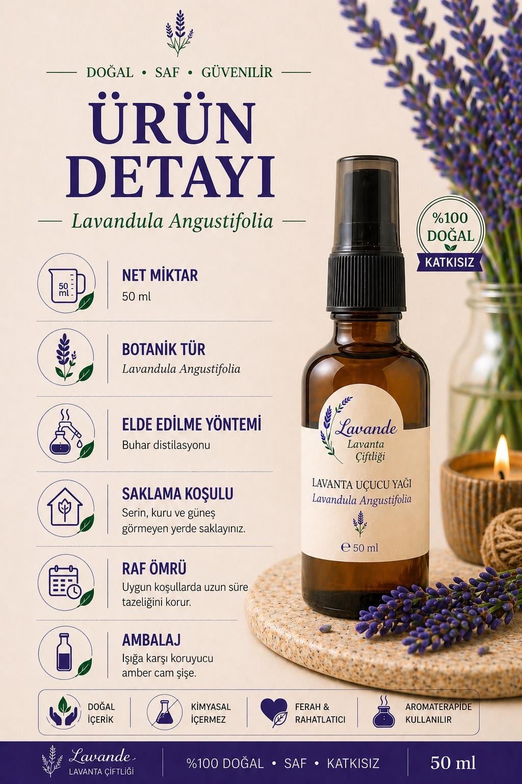 Lavanta Yağı (L. Angustifolia) 50ml-Sprey