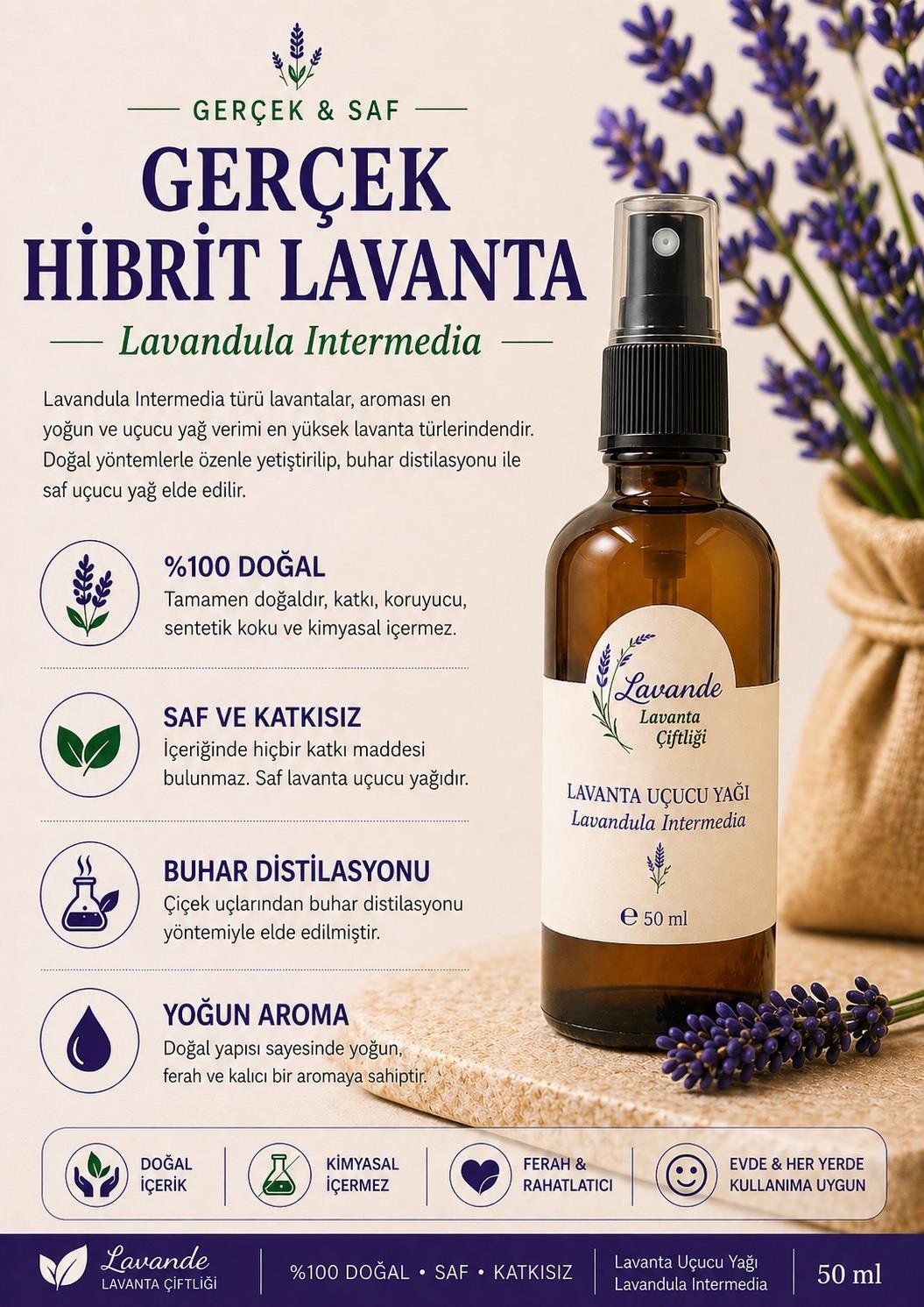 Lavanta Yağı (L. İntermedia) 50ml-Sprey