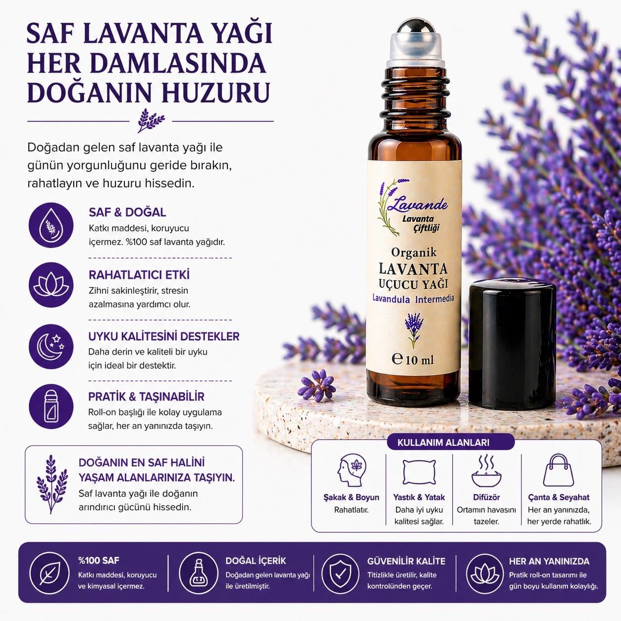 Lavanta Yağı (L. İntermedia) 10ml-Roll on
