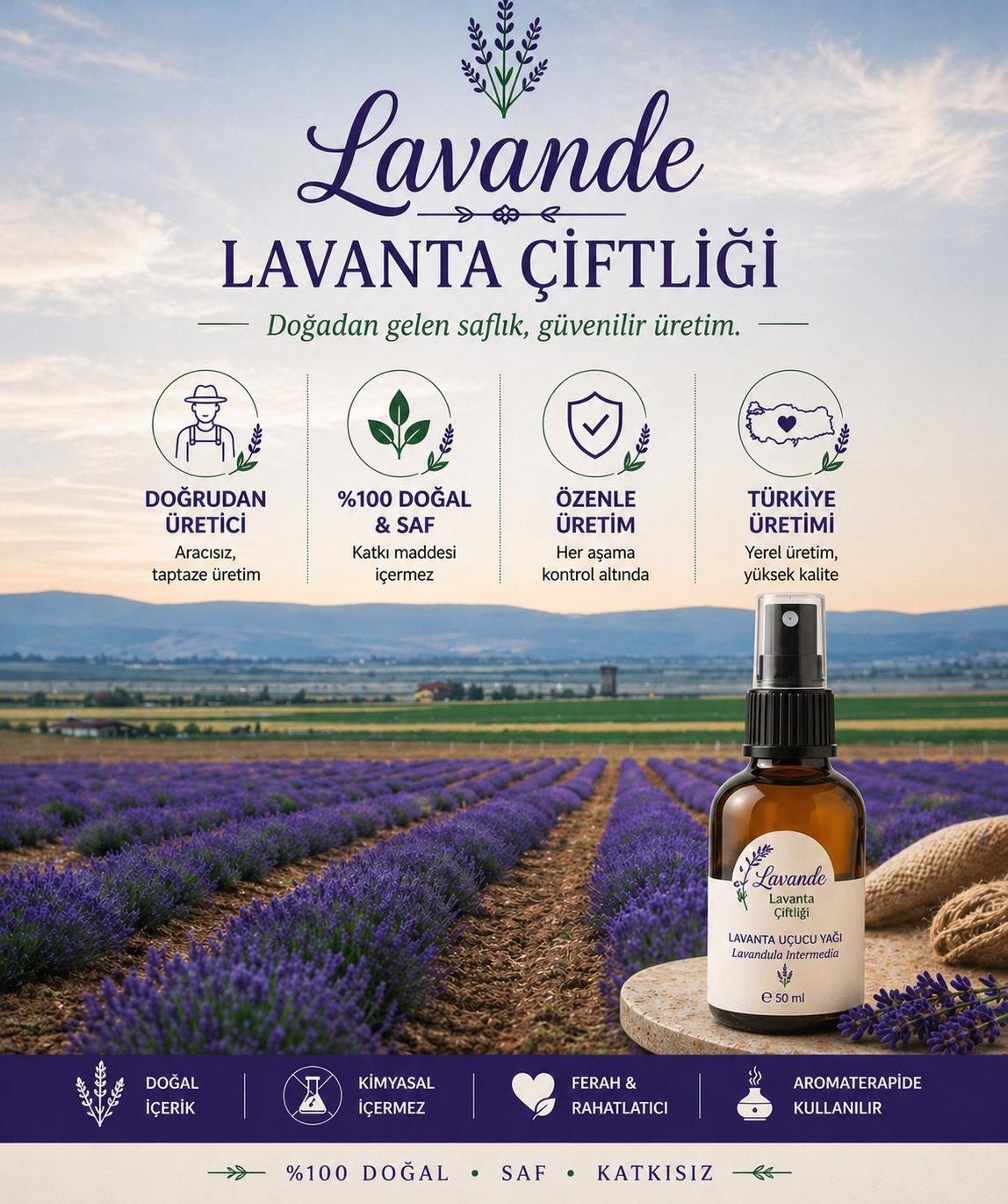 Lavanta Yağı (L. İntermedia) 50ml-Sprey