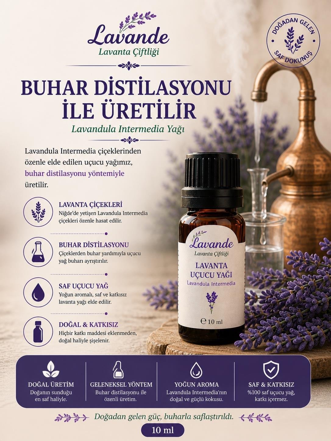 Lavanta Yağı (L. İntermedia) 10ml-İçten Damlalıklı