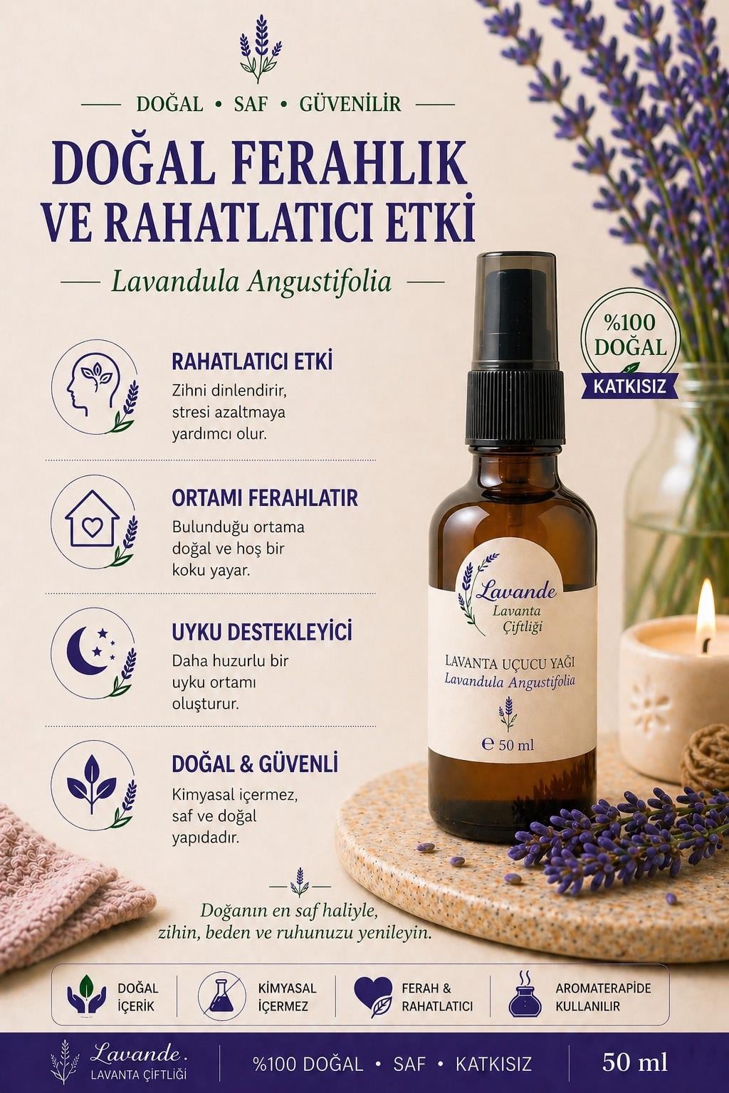 Lavanta Yağı (L. Angustifolia) 50ml-Sprey
