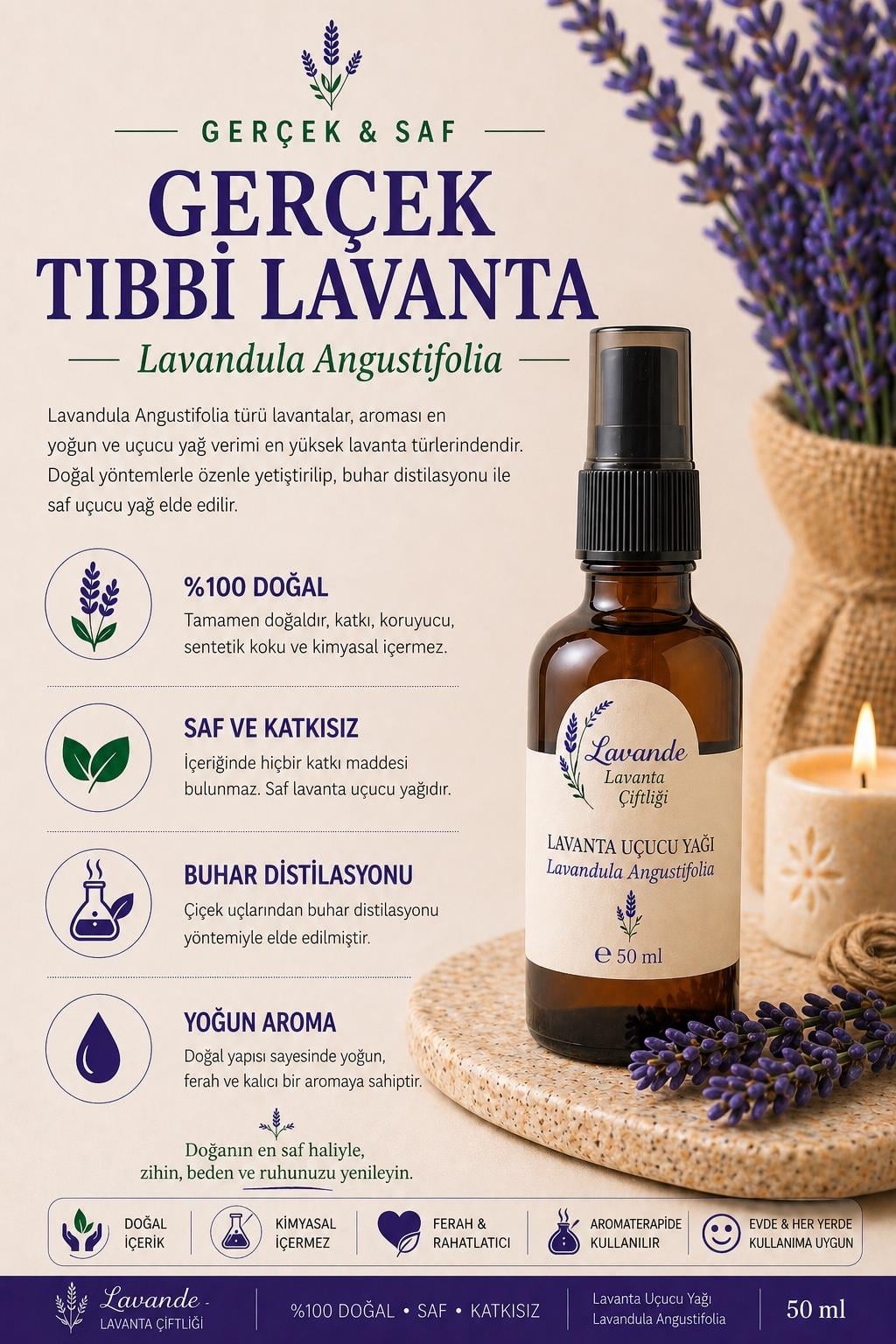 Lavanta Yağı (L. Angustifolia) 50ml-Sprey