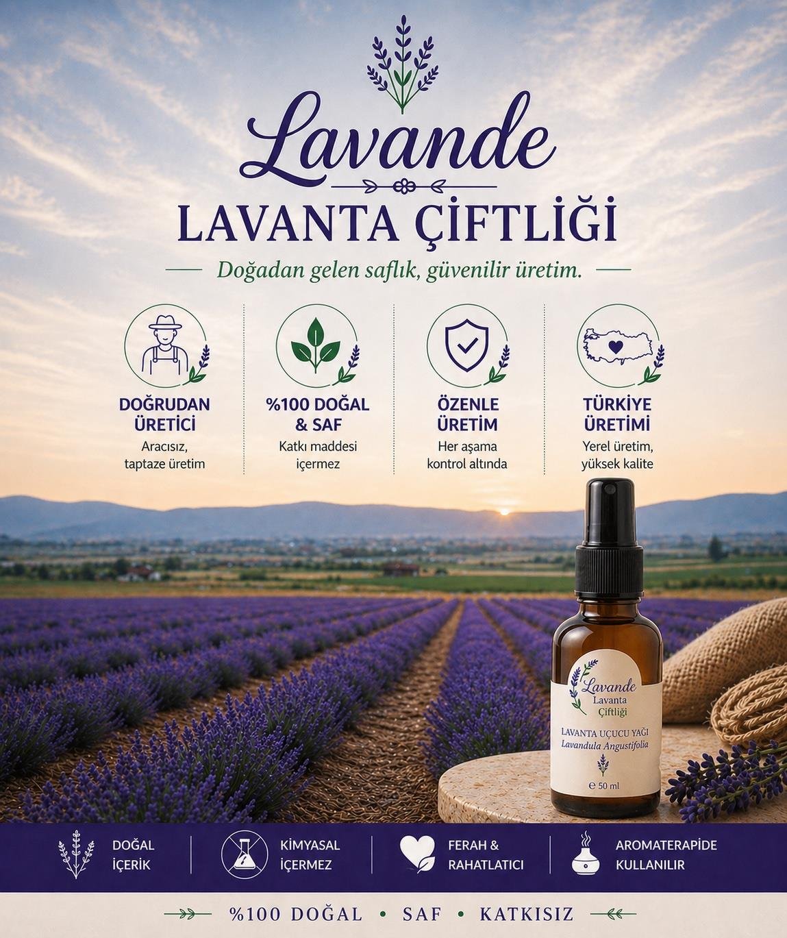 Lavanta Yağı (L. Angustifolia) 50ml-Sprey