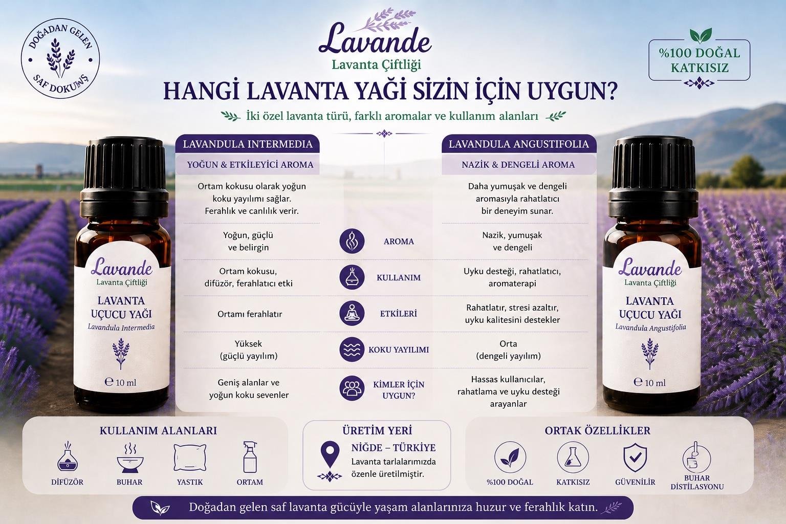 Lavanta Yağı (L. Angustifolia) 10ml-İçten Damlalıklı