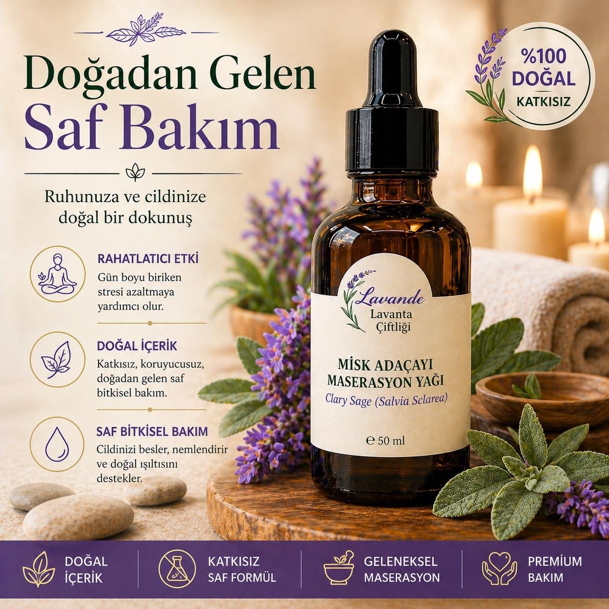 Misk Adaçayı Maserasyon (Masaj) Yağı