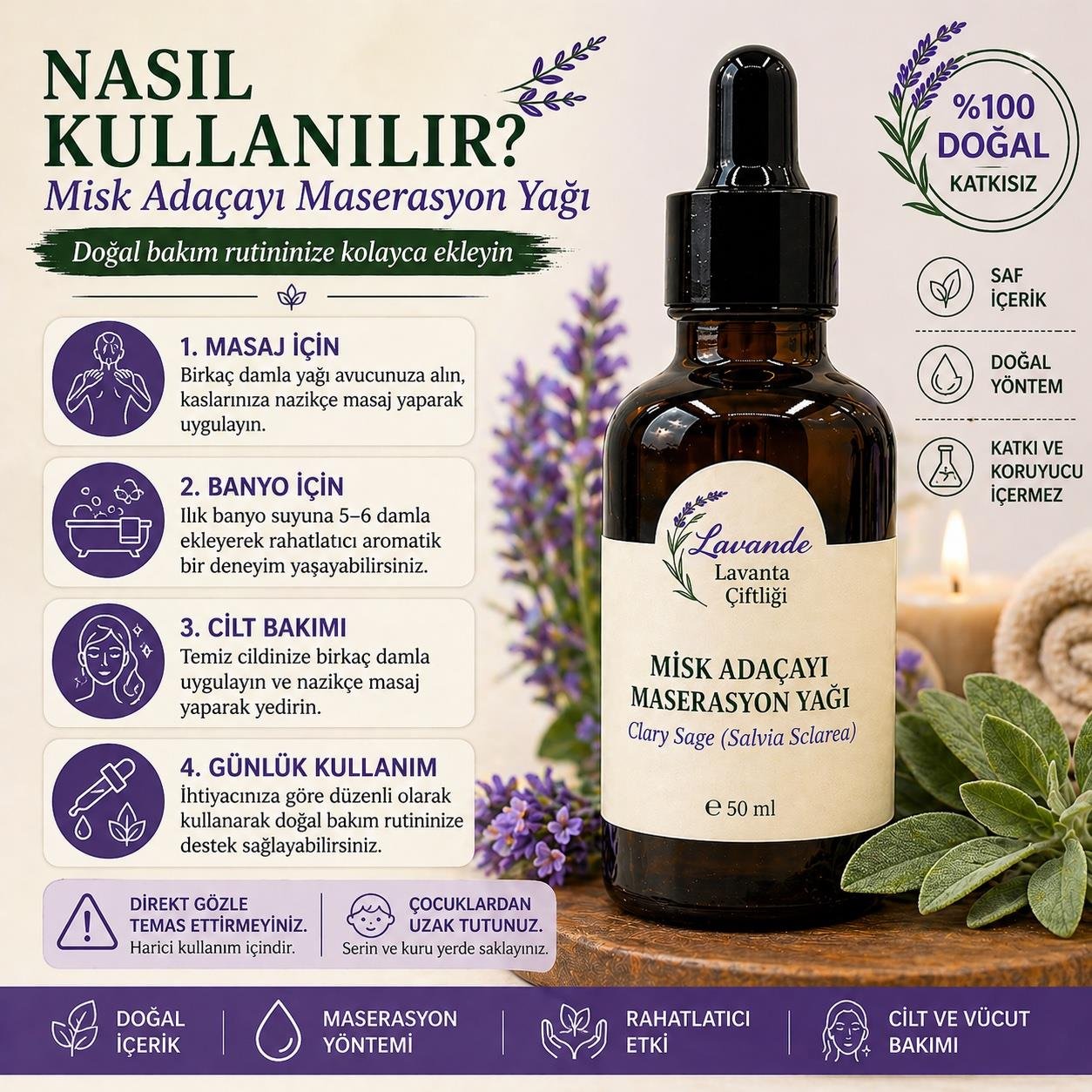 Misk Adaçayı Maserasyon (Masaj) Yağı