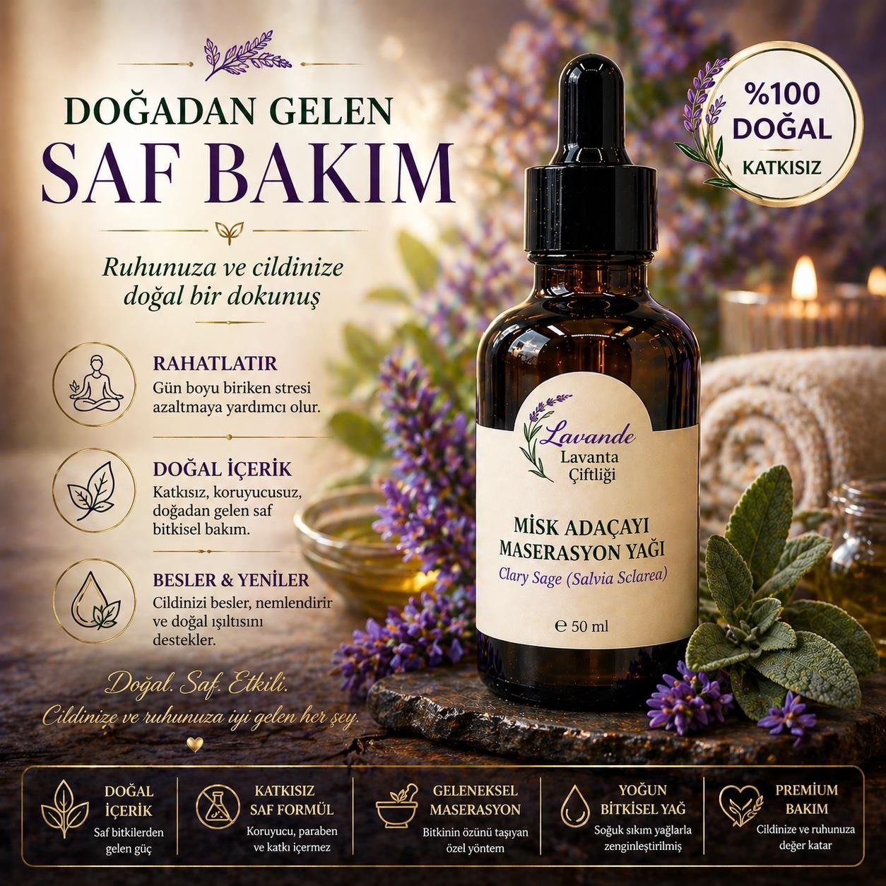 Misk Adaçayı Maserasyon (Masaj) Yağı