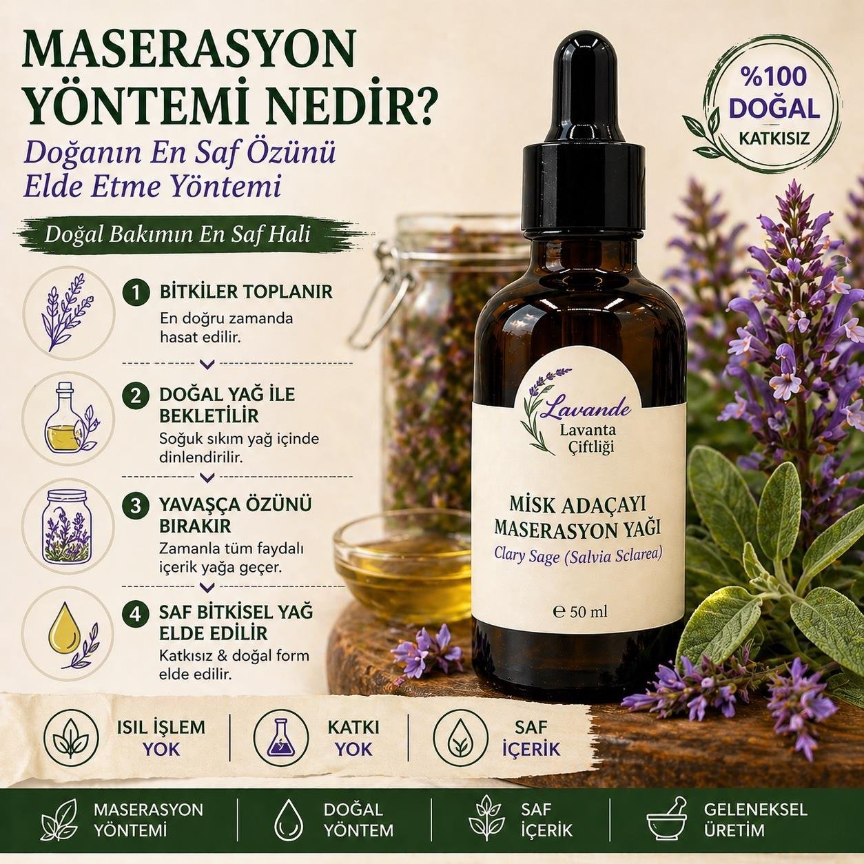 Misk Adaçayı Maserasyon (Masaj) Yağı