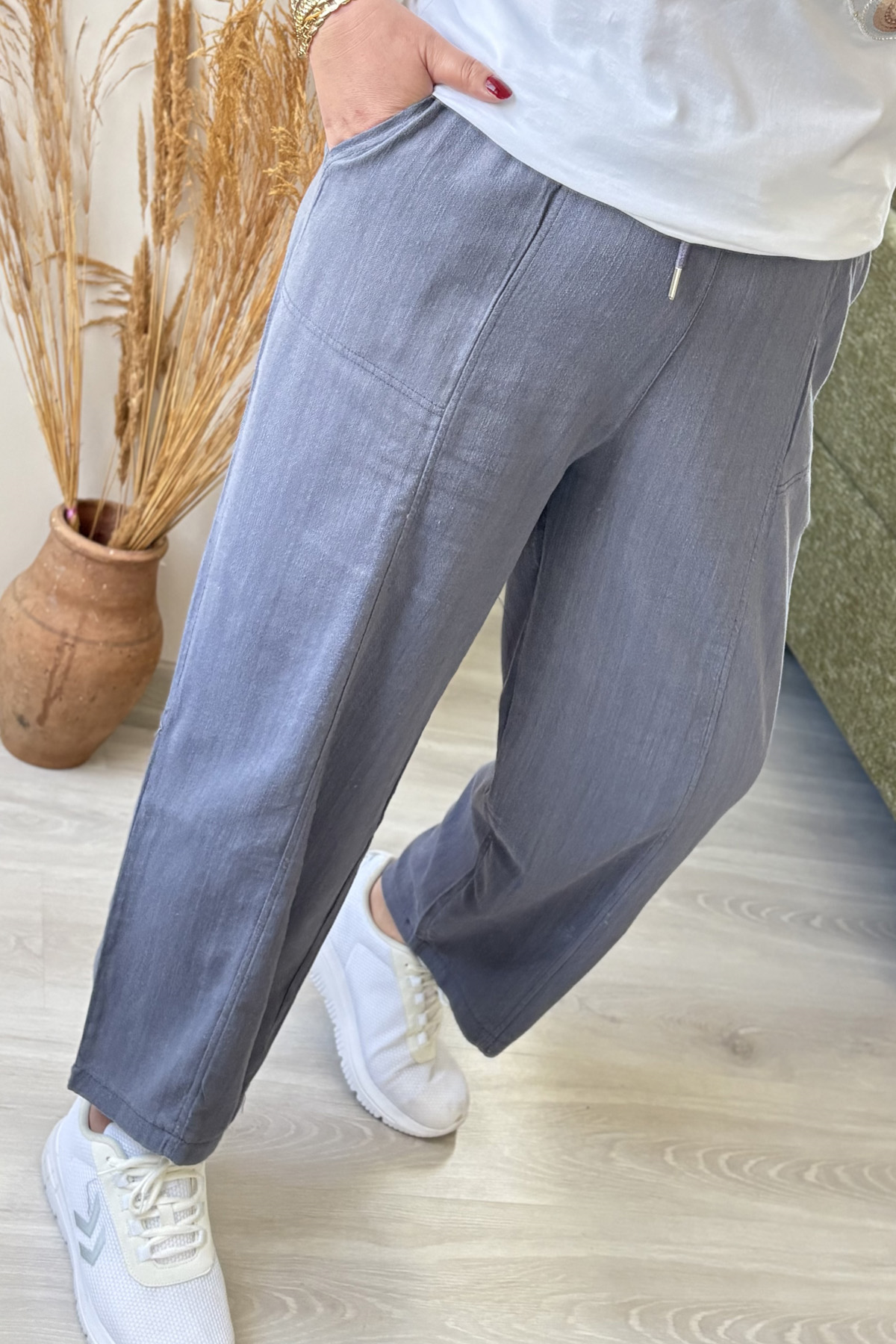 Bağcıklı Rahat Kesim Havuç Paça Keten PantolonBağcıklı Rahat Kesim Havuç Paça Keten PantolonPantolonİSTANGÜL BUTİK