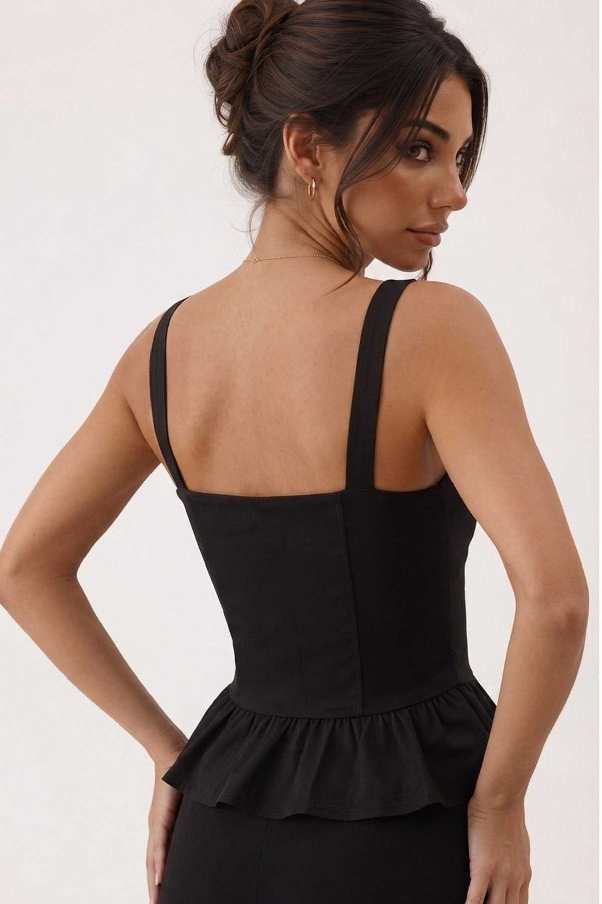 Kadın Kare Yaka Korsaj Dikişli Peplum BluzBluzİSTANGÜL BUTİK
