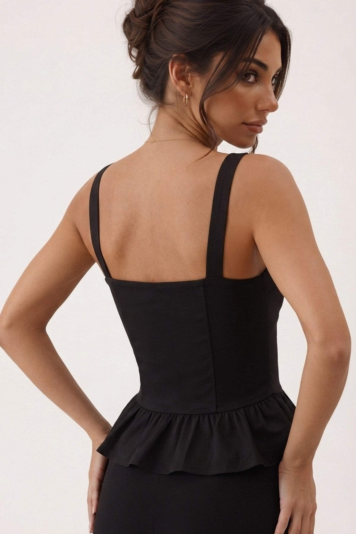 Kadın Kare Yaka Korsaj Dikişli Peplum BluzBluzİSTANGÜL BUTİK
