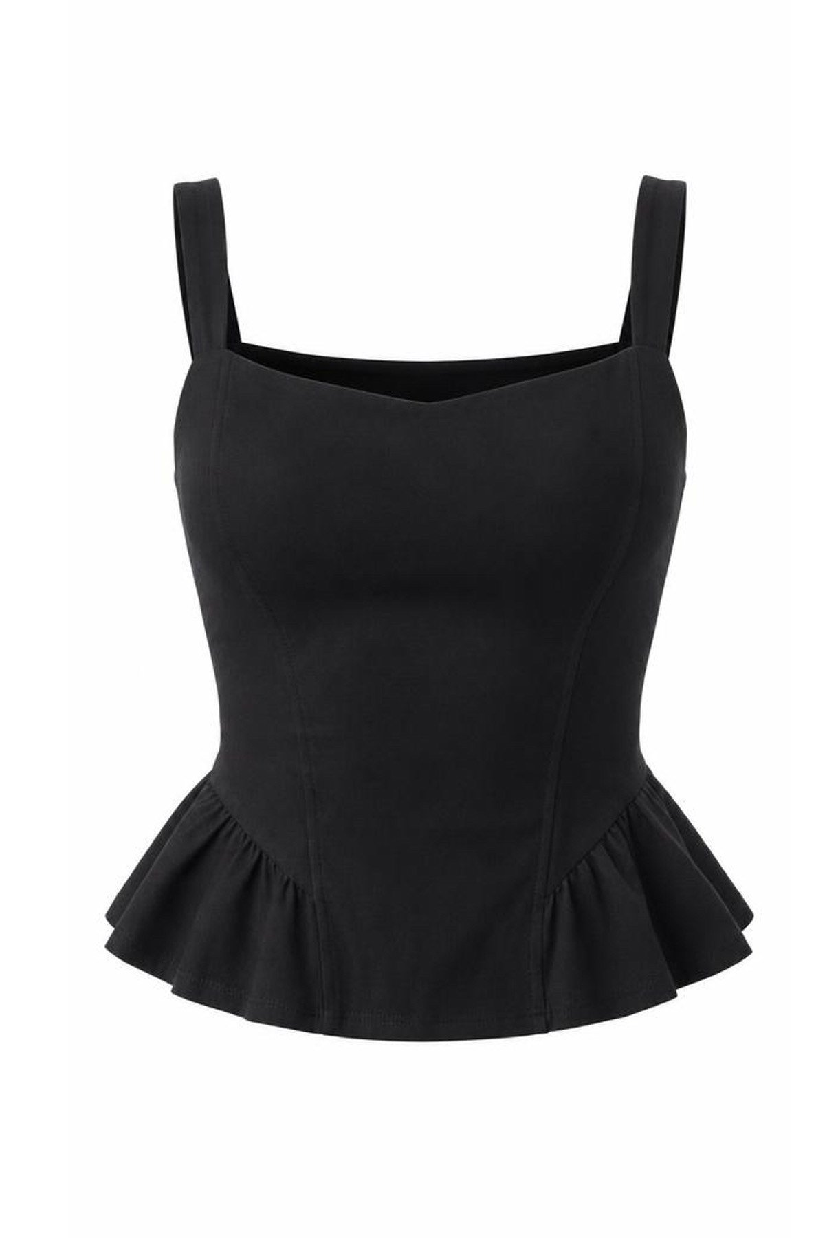 Kadın Kare Yaka Korsaj Dikişli Peplum BluzBluzİSTANGÜL BUTİK