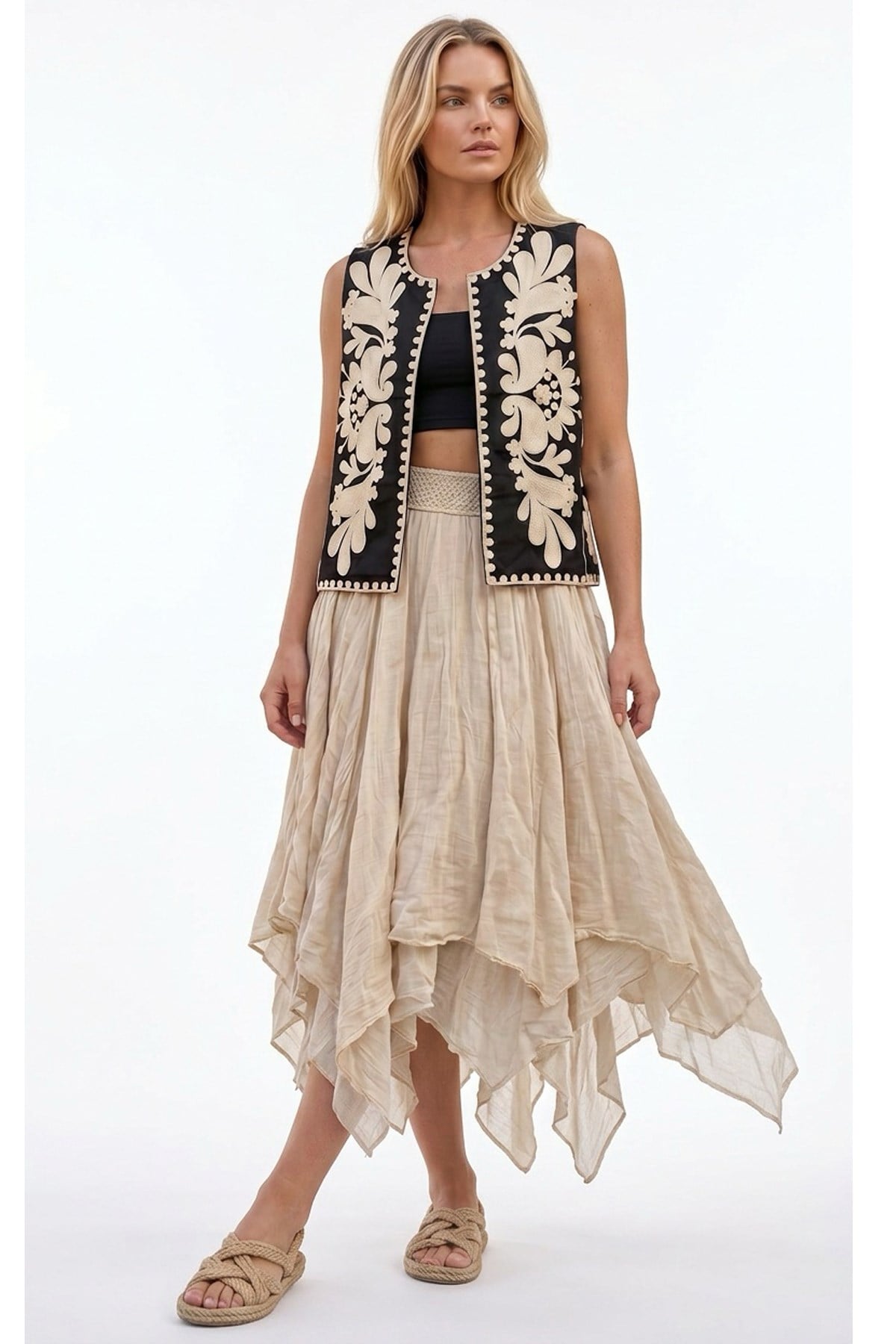 Boho Chic Siyah Nakışlı YelekBoho Chic Siyah Nakışlı Kadın Yelek | Premium Bohem YelekCeketİSTANGÜL BUTİK