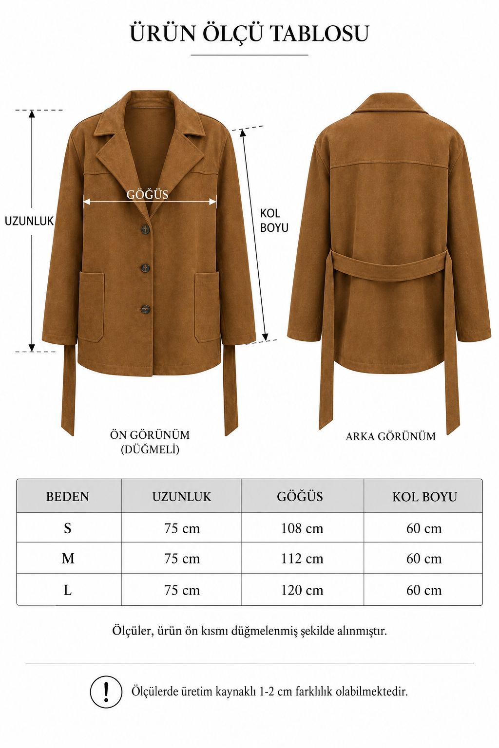 Kadın Süet Kuşaklı Uzun Blazer CeketCeketİSTANGÜL BUTİK