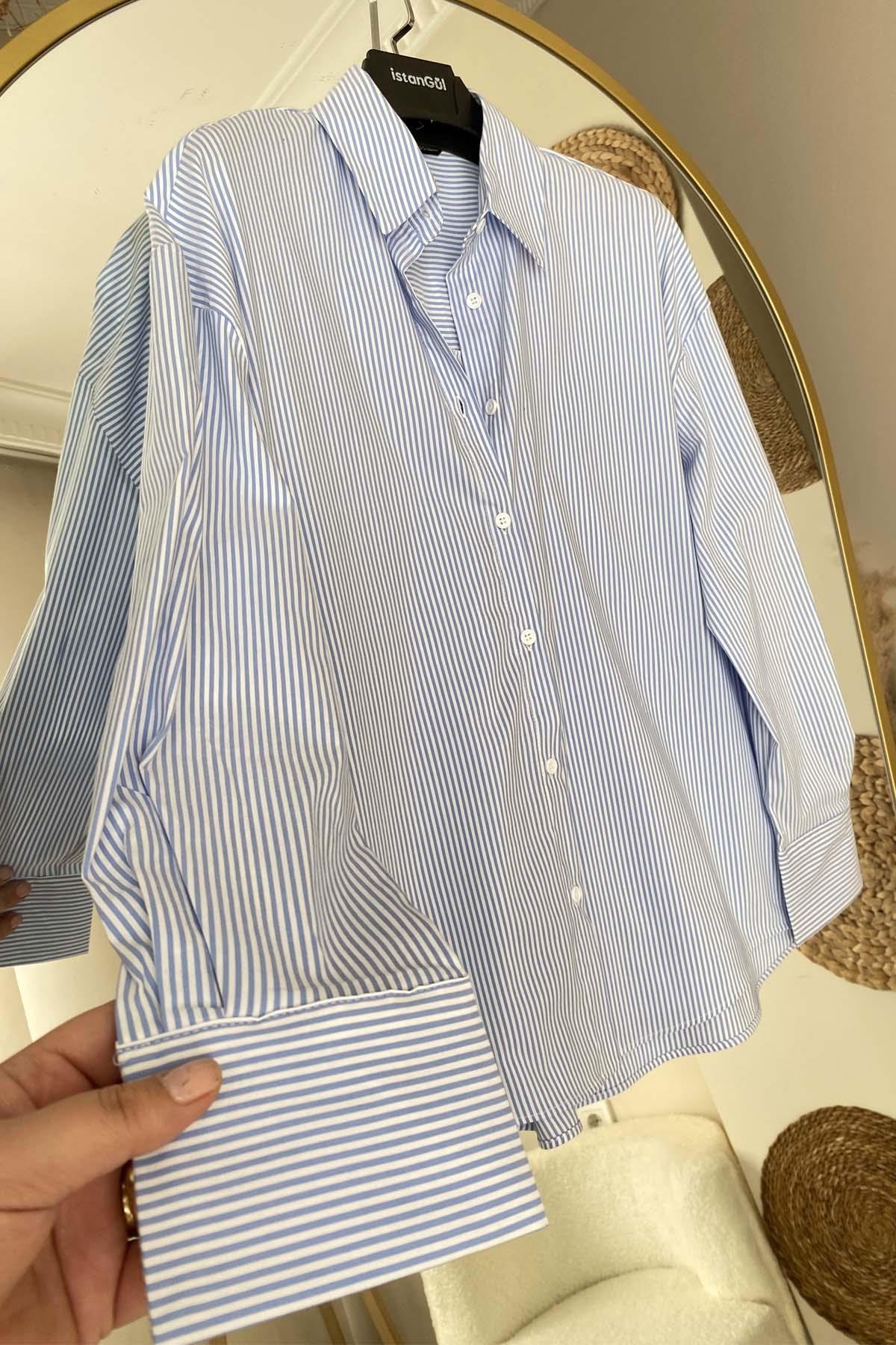 Çizgi Desen Oversize Lowell Gömlek