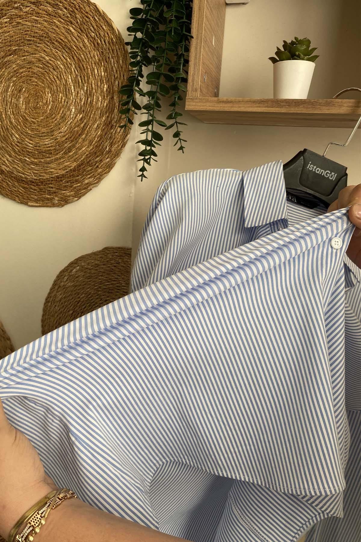 Çizgi Desen Oversize Lowell Gömlek
