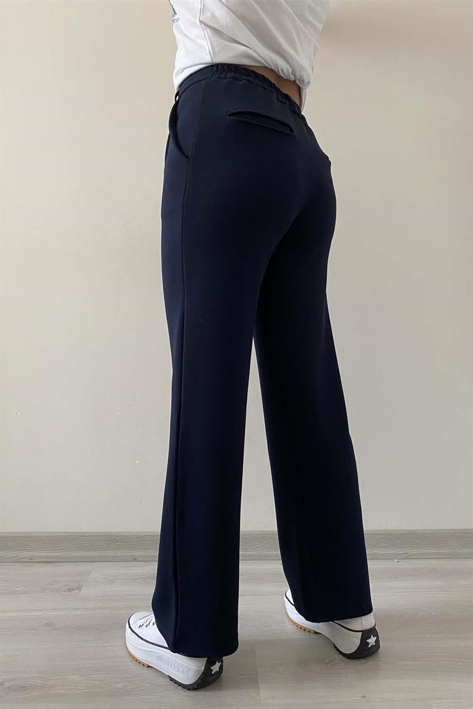 Full Likralı Pileli Beli Lastikli Pantolon