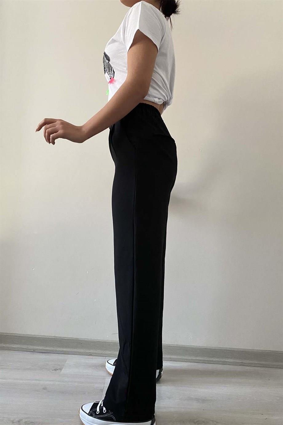 Full Likralı Pileli Beli Lastikli Pantolon