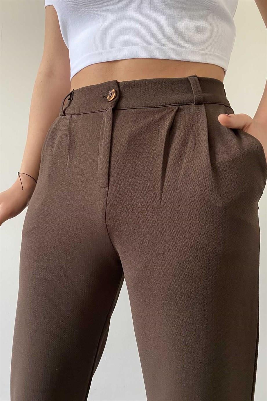 Full Likralı Pileli Beli Lastikli Pantolon