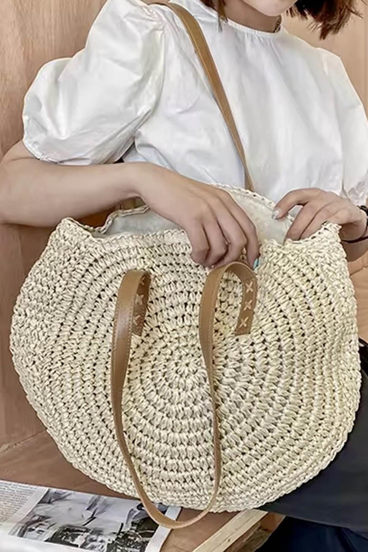 Handwoven Boho Tote Doğal Dokulu Hasır ÇantaHandwoven Boho Tote Hasır Çanta | Doğal Dokulu Yazlık Kadın ÇantaÇantaİSTANGÜL BUTİK