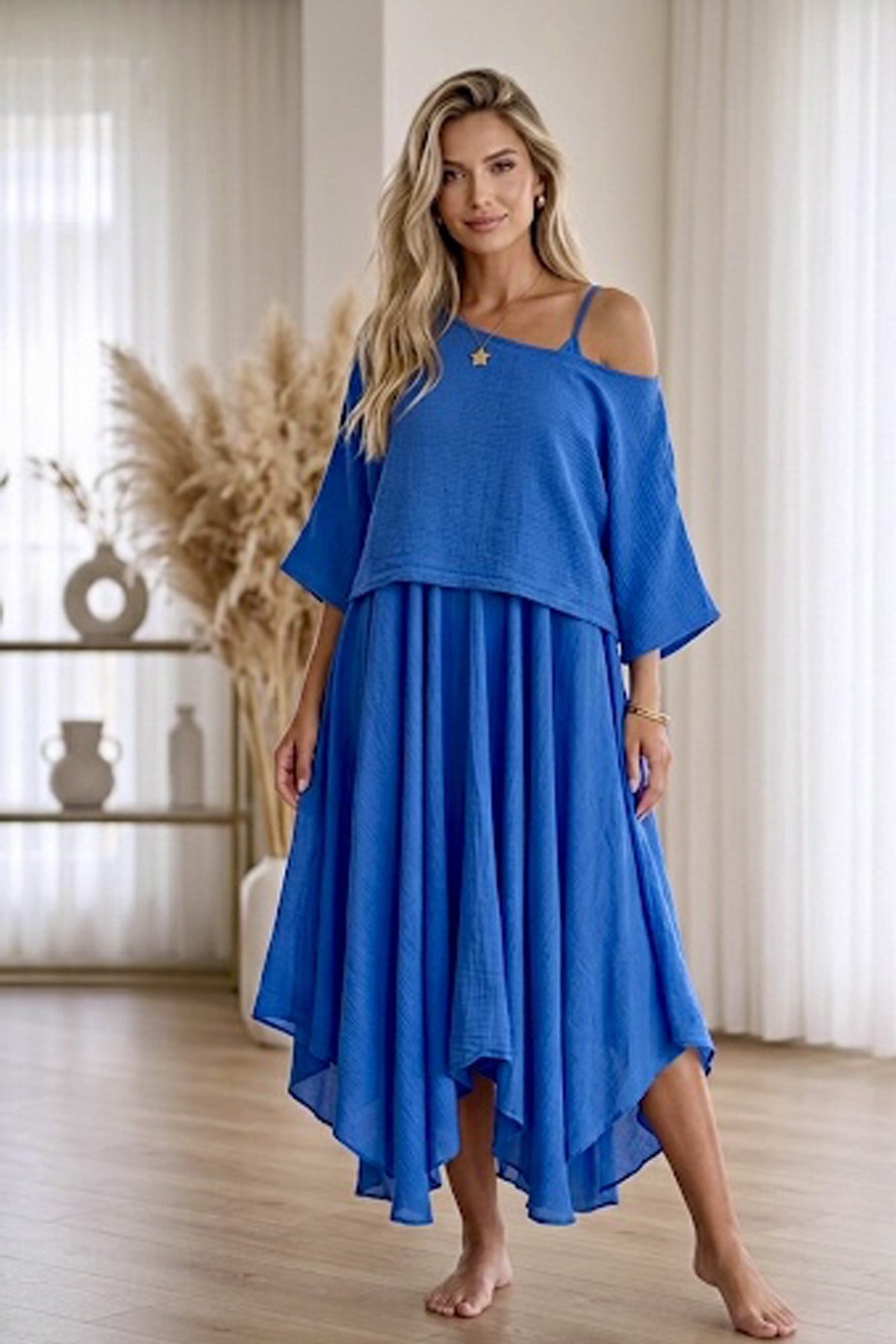 Bodrum Stil %100 Pamuk İtalyan Salaş Elbise – Oversize Katlı Rahat Yazlık Elbiseİç Göstermeyen Elbise Oversize Katlı Bodrum Stil Yazlık ElbiseELBİSEİSTANGÜL BUTİK