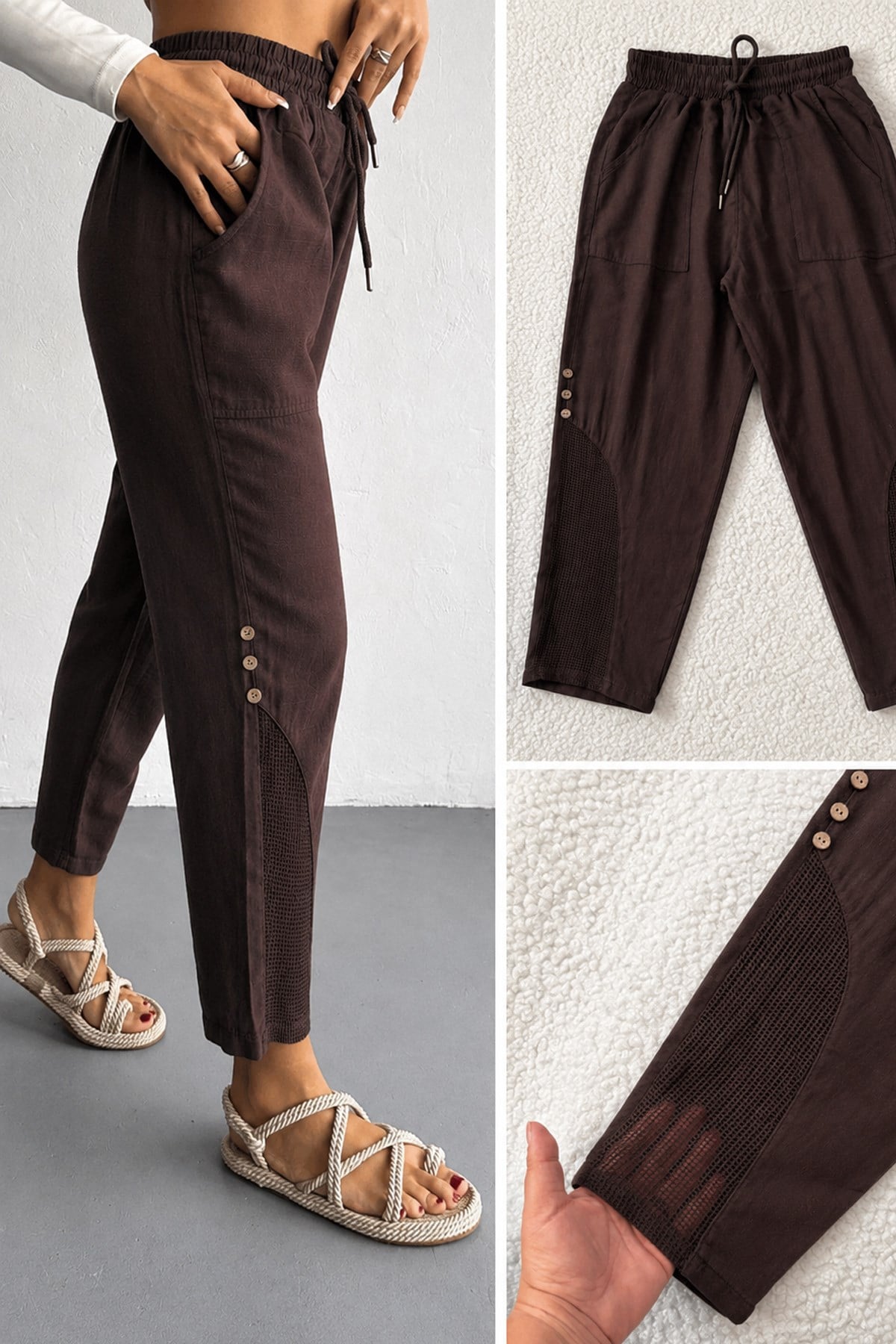 Paça File ve Düğme Detay Keten Pantolonİstangulbutik.com'da şık ve tarz görünmenin anahtarı: Paça file ve düğme detaylı keten pantolonlar! En şık kombinleri tamamlaman için hemen göz atabilirsin.PantolonİSTANGÜL BUTİK