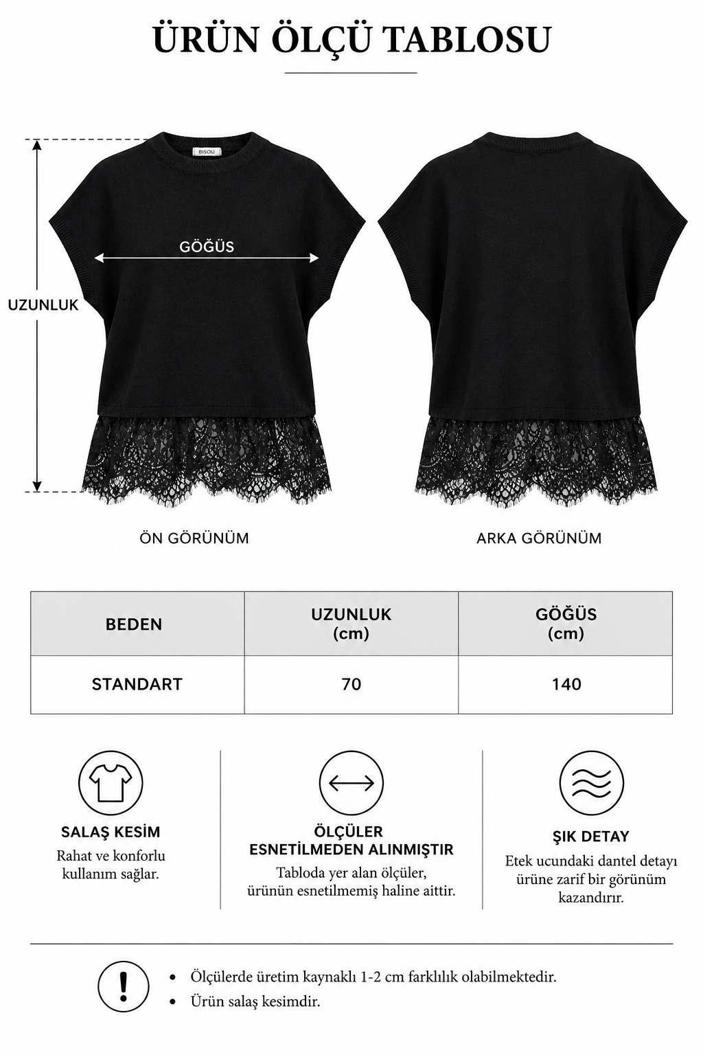 Kadın Dantel Detaylı Kısa Kollu Triko Bluz – Oversize SiyahKadın Dantel Detaylı Kısa Kollu Triko Bluz Oversize SiyahTriko&KazakİSTANGÜL BUTİK