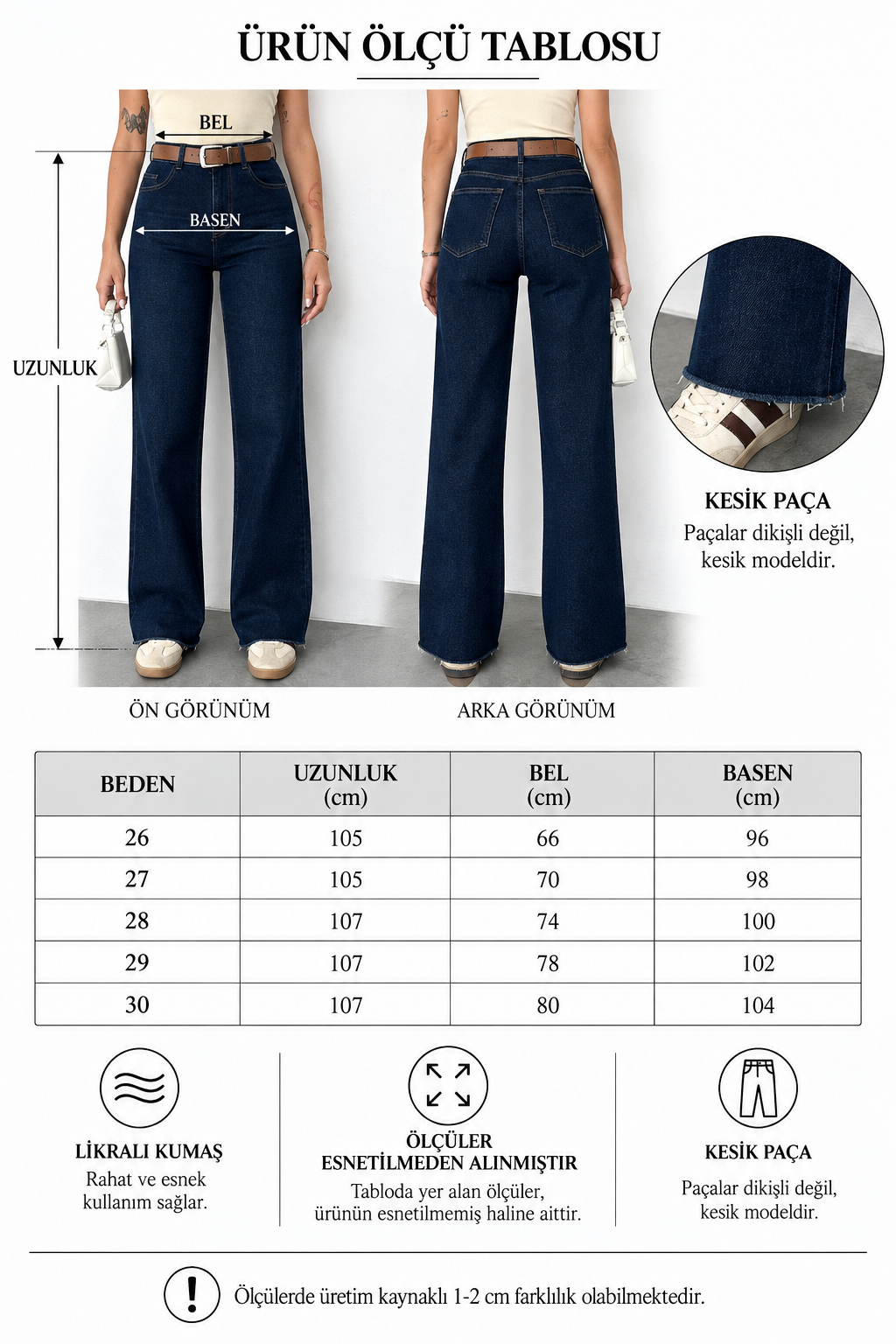 Kadın Yüksek Bel Kemerli Likralı Wide Leg Jean Pantolon – LacivertKadın Yüksek Bel Kemerli Likralı Wide Leg Jean Pantolon LacivertJeanİSTANGÜL BUTİK