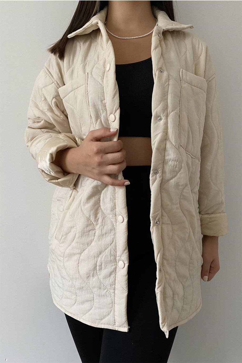 Kapitone Desen Paraşüt Kumaş Mont