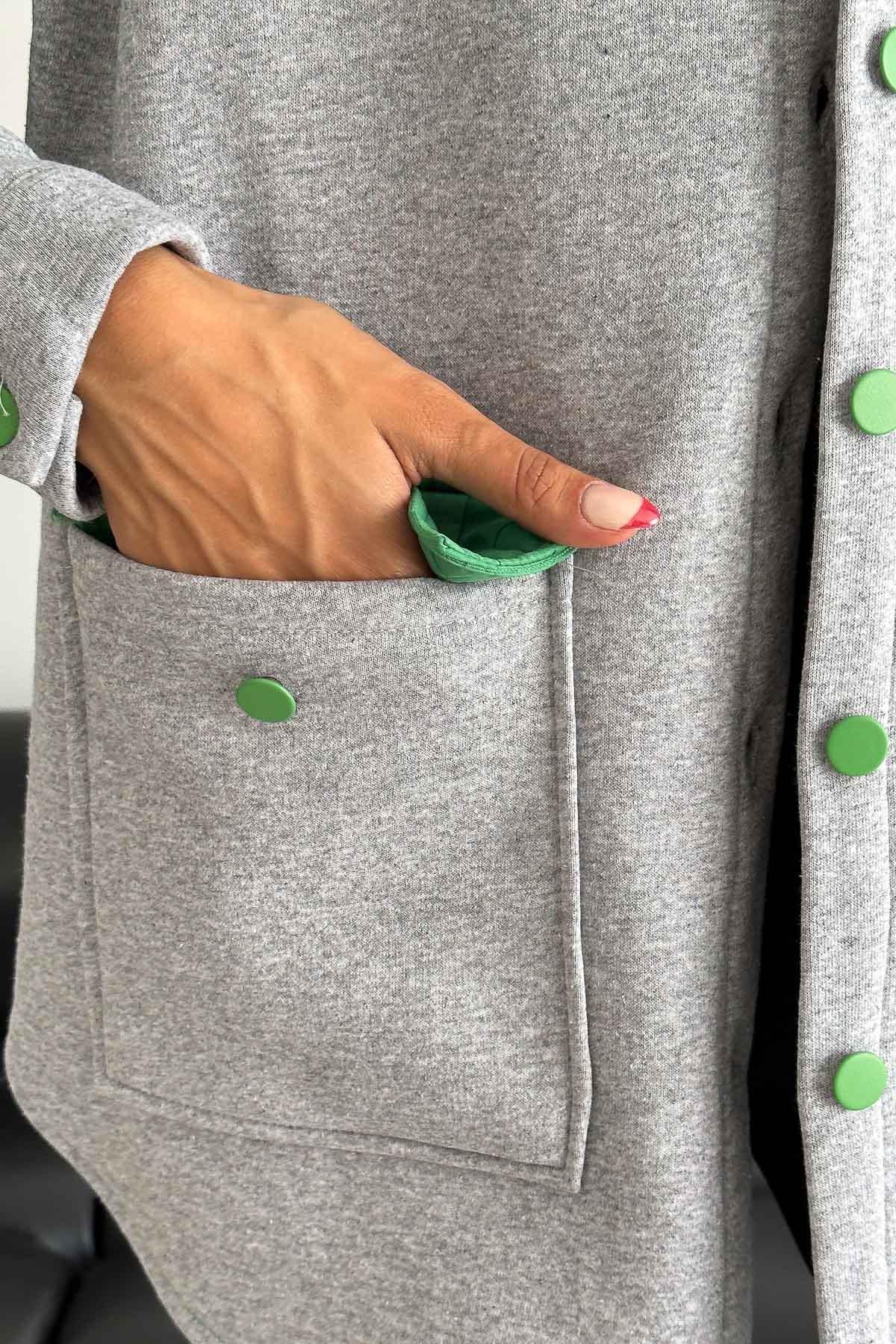 Kapitone Detay Kapşonlu Gömlek