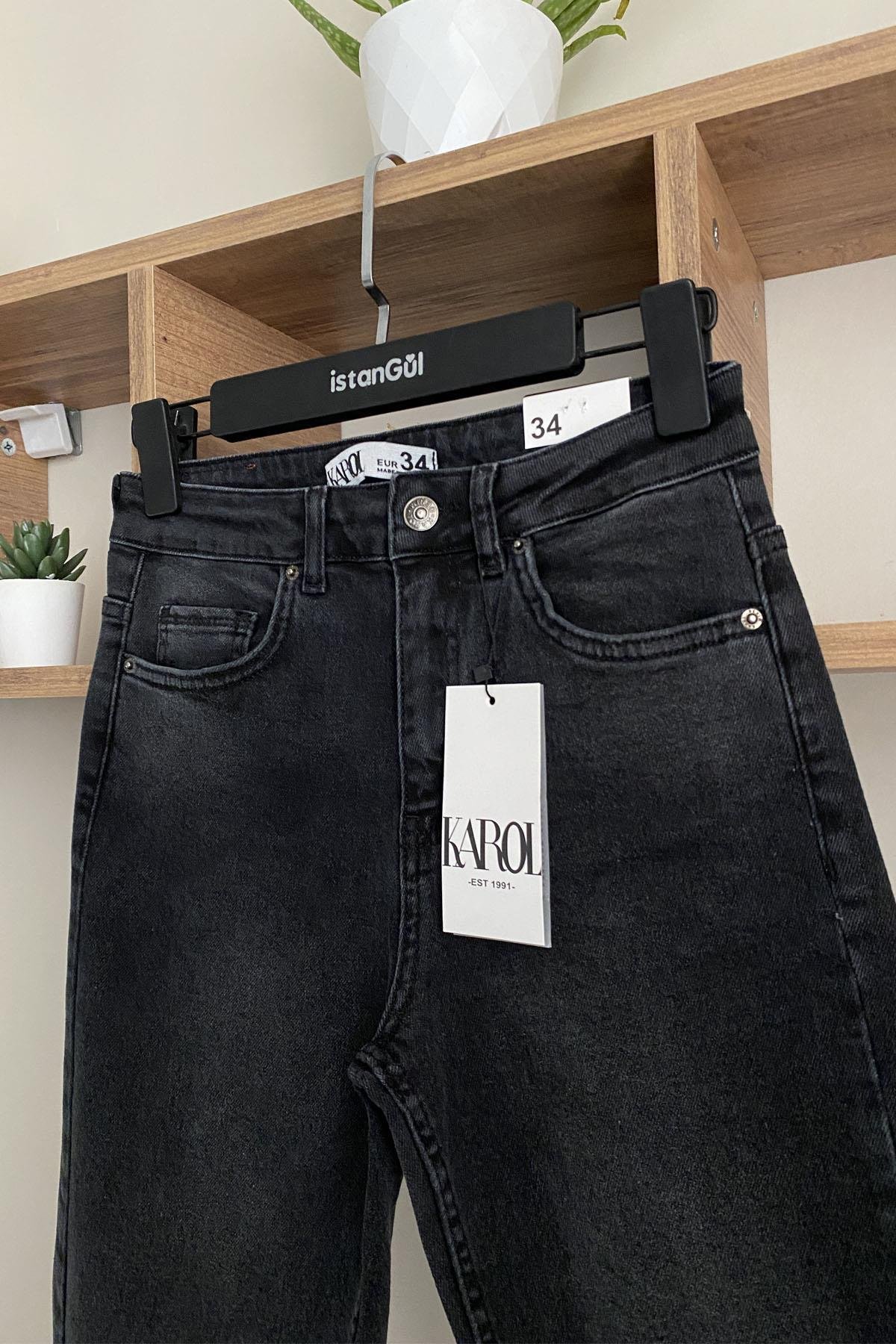 Karol Premium Kalite Paça Detay Mom Jean