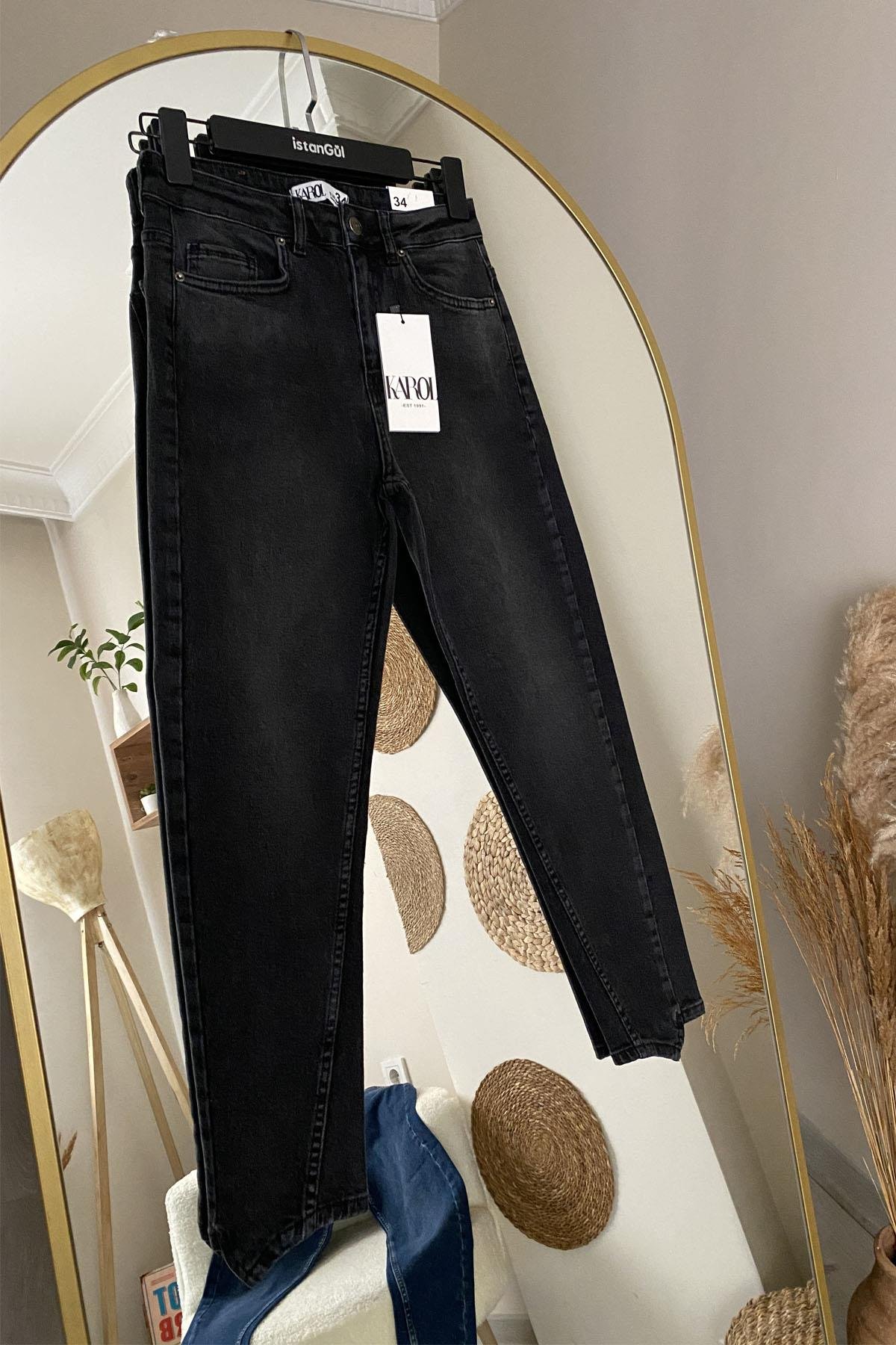 Karol Premium Kalite Paça Detay Mom Jean