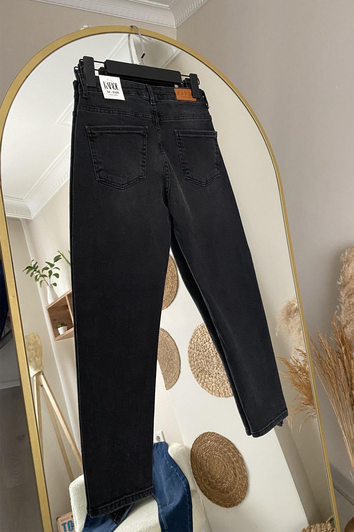 Karol Premium Kalite Paça Detay Mom Jean