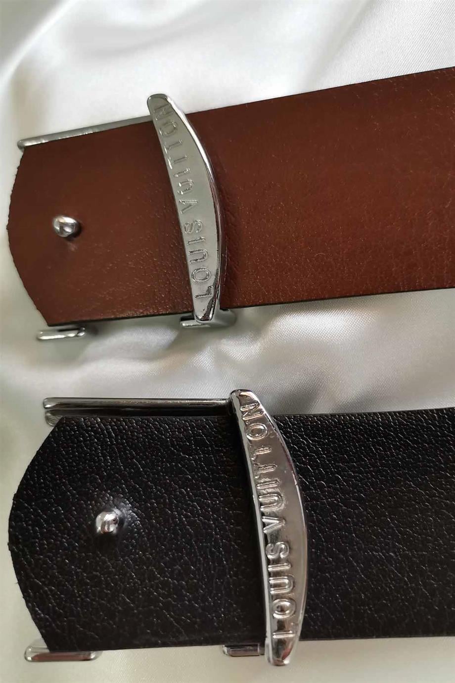 LV Tokalı Çift Yönlü 4 Cm Kemer