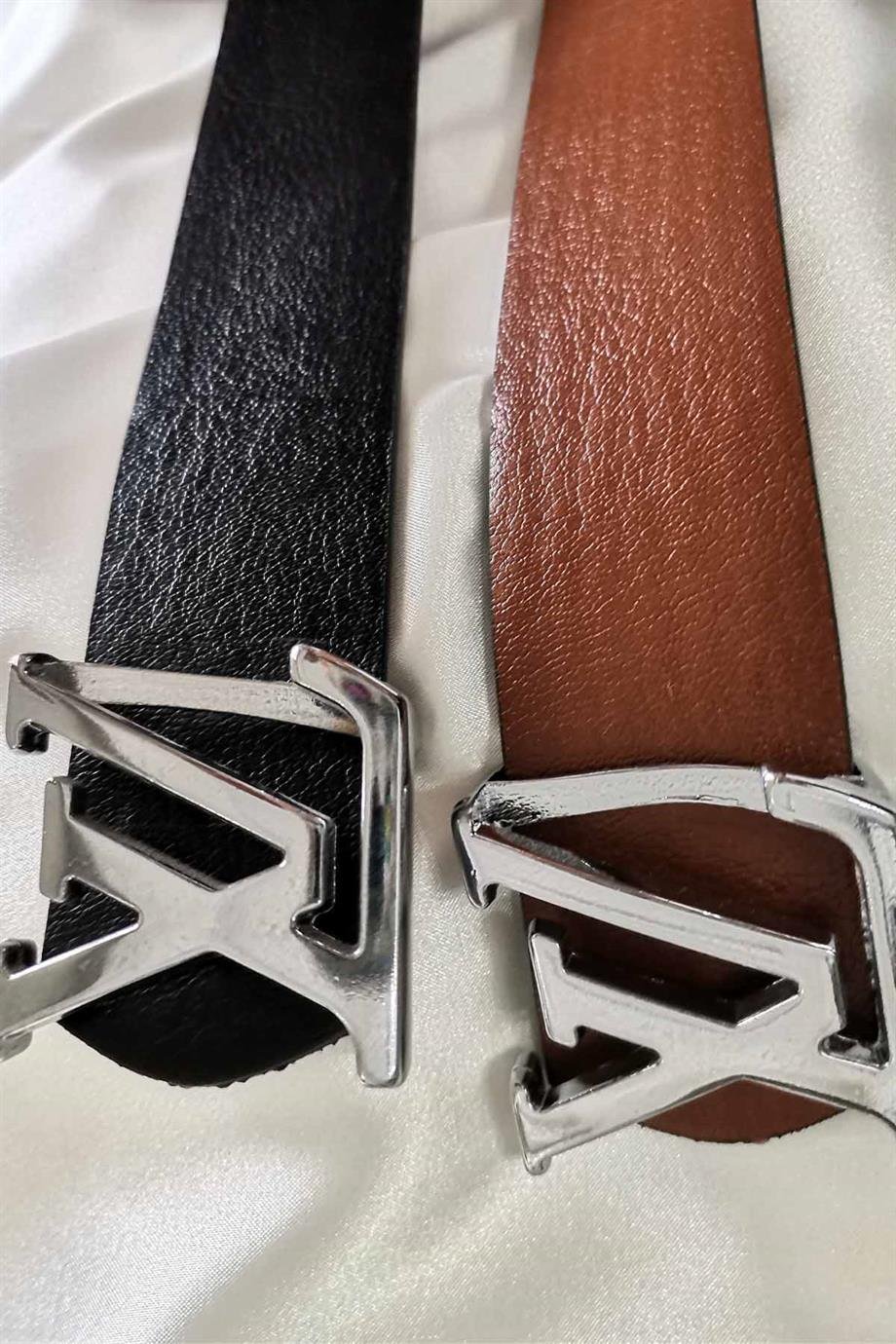 LV Tokalı Çift Yönlü 4 Cm Kemer