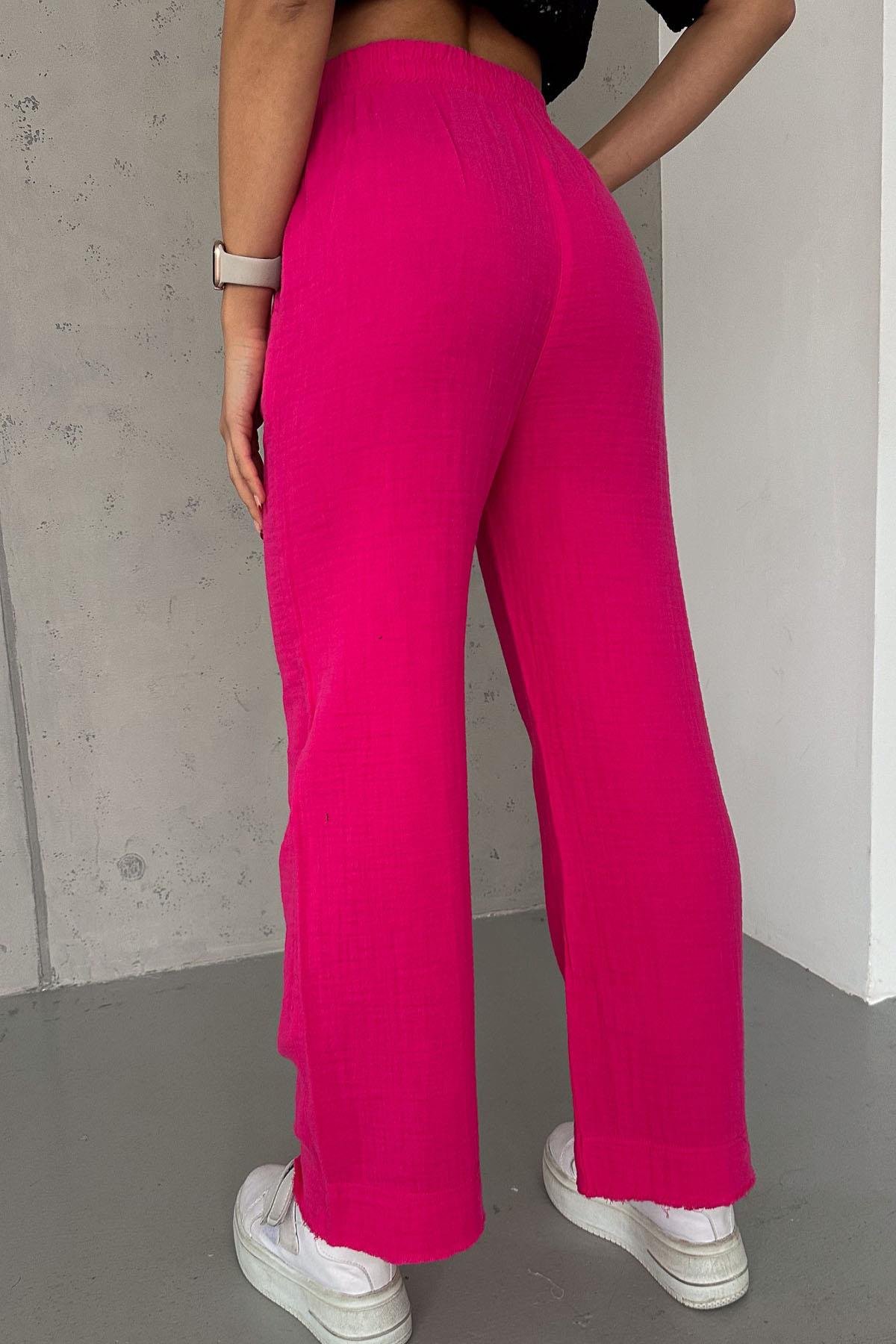 Paça Püskül Pamuklu Müslin Pantolon