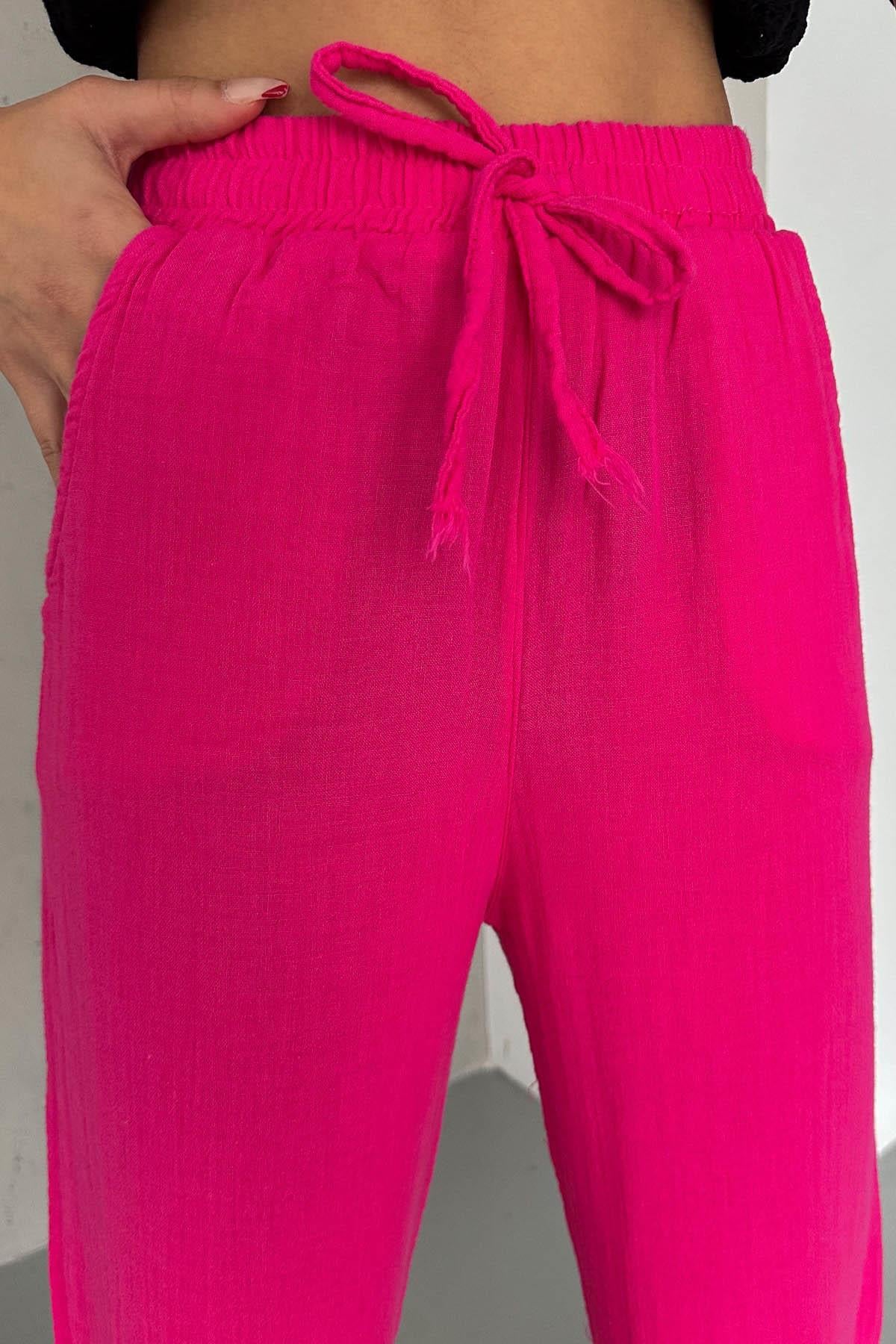 Paça Püskül Pamuklu Müslin Pantolon