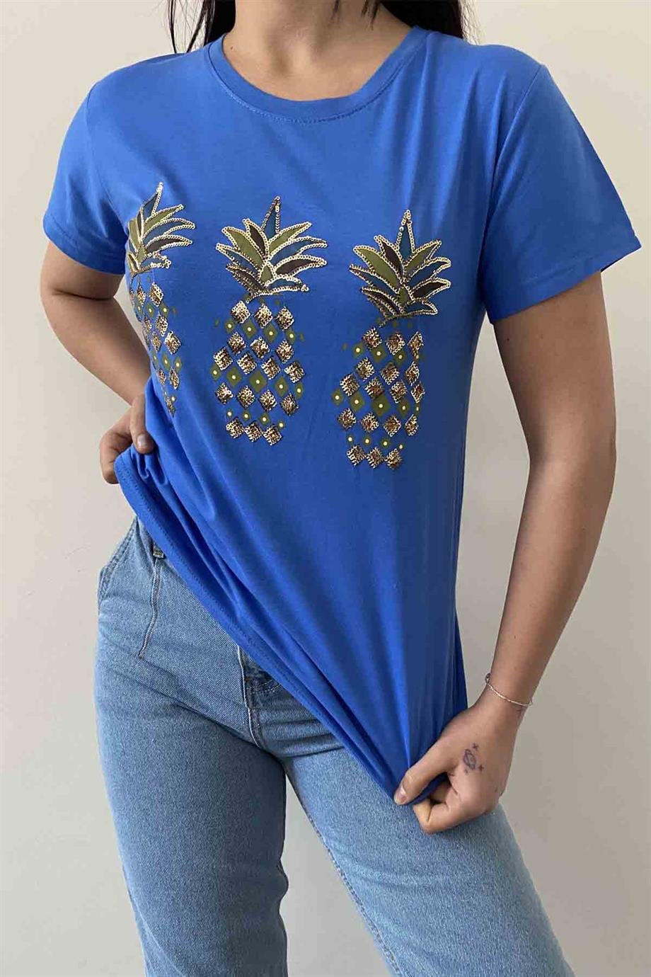 Shiny Pineapple Bisiklet Yaka Tişört