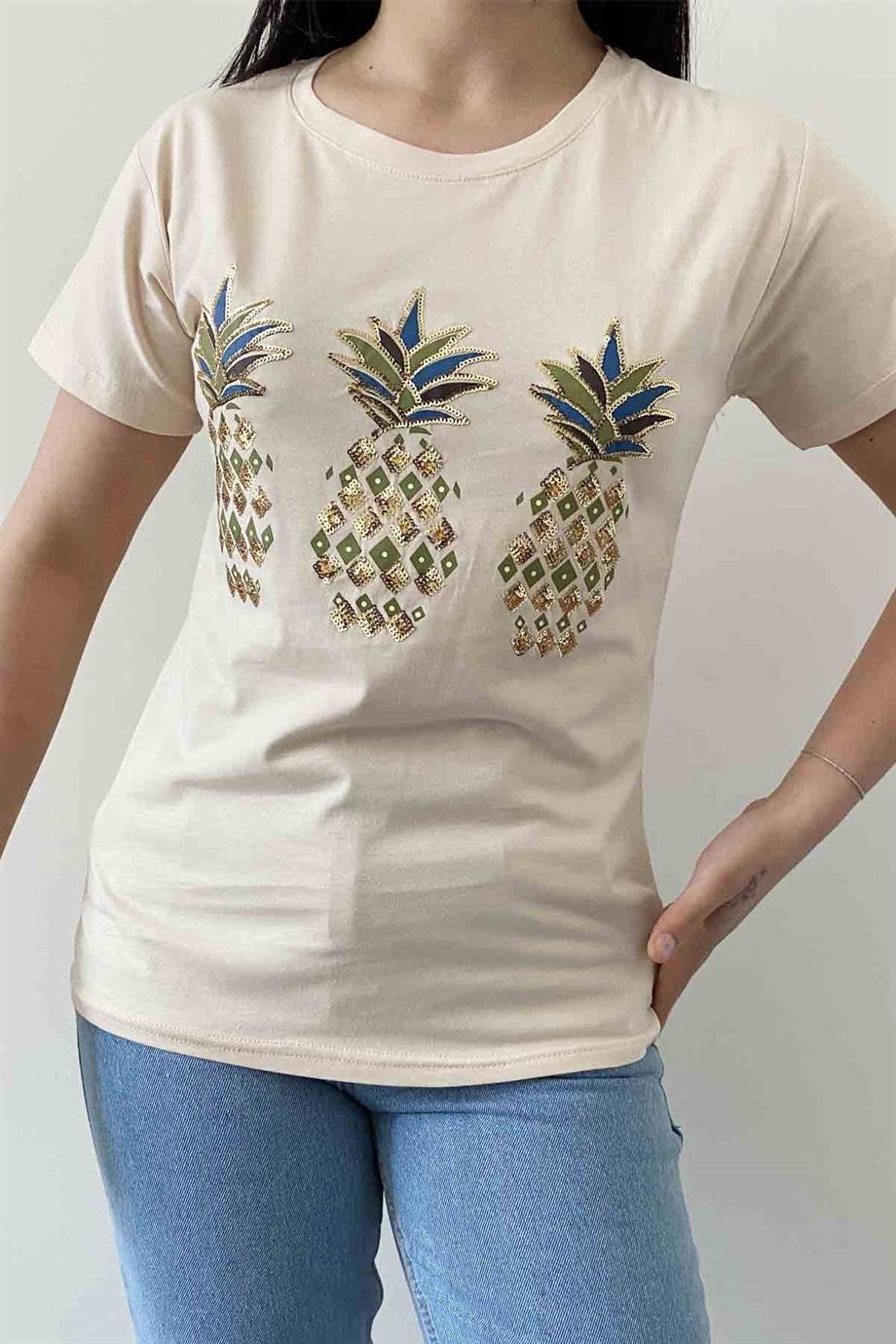 Shiny Pineapple Bisiklet Yaka Tişört