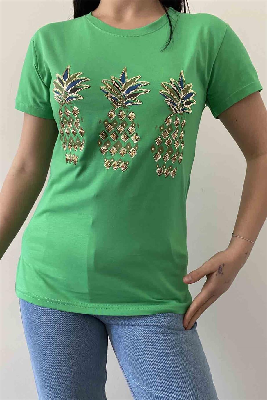 Shiny Pineapple Bisiklet Yaka Tişört
