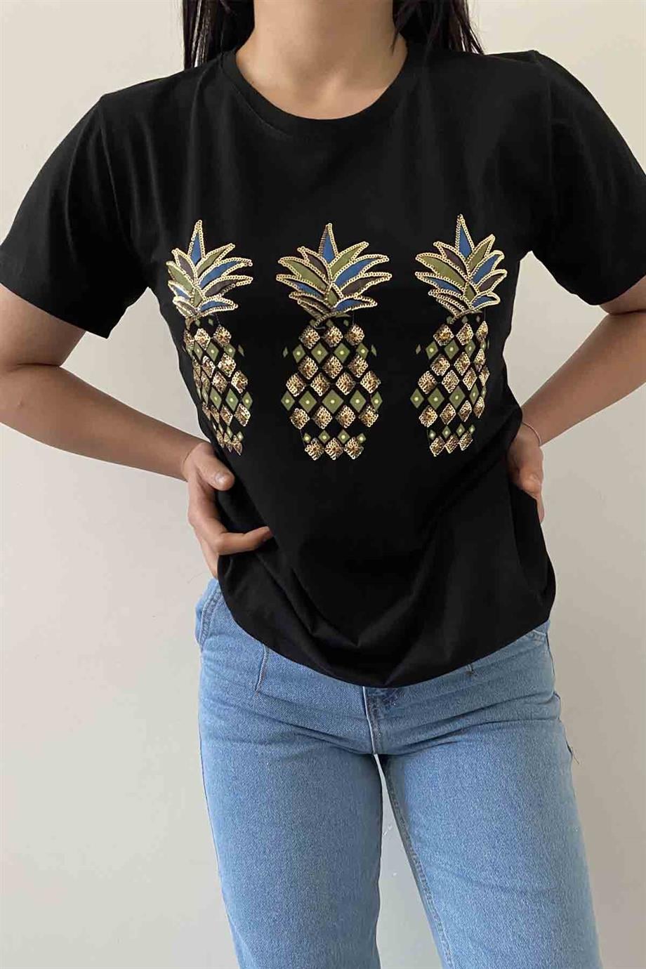 Shiny Pineapple Bisiklet Yaka Tişört
