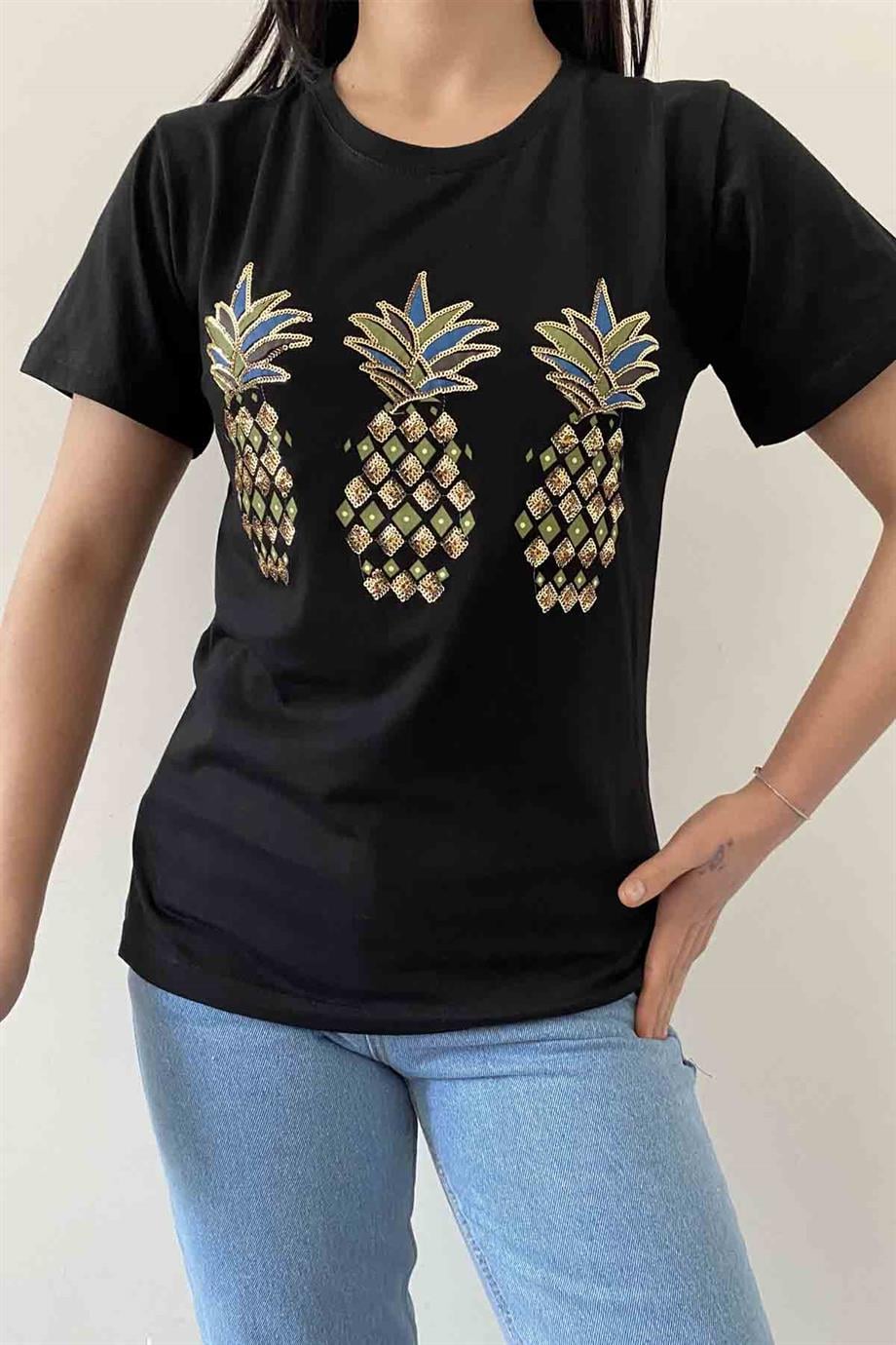 Shiny Pineapple Bisiklet Yaka Tişört