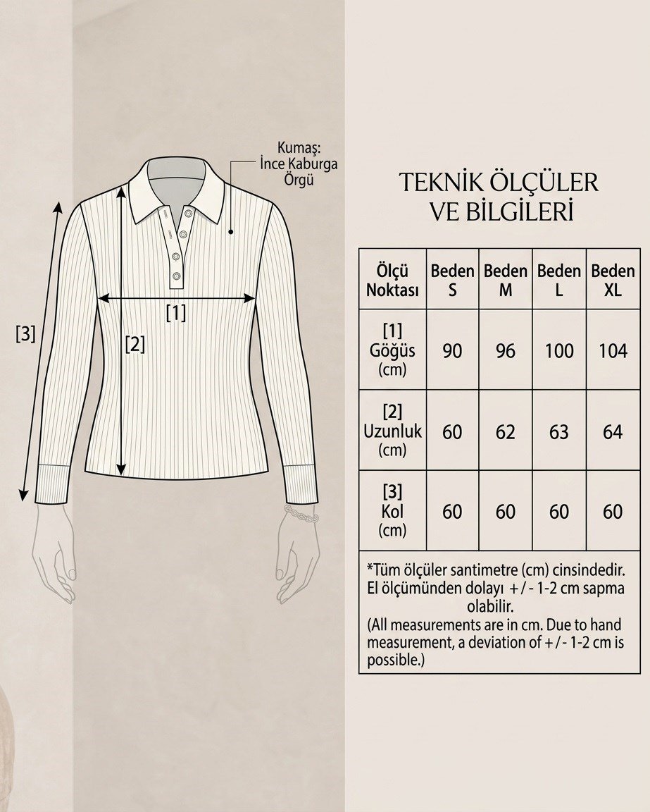 Kadın Polo Yaka Düğme Detaylı Triko Bluz – Kendinden Ajur Desenli Örme Kazak - SiyahTriko&KazakİSTANGÜL BUTİK