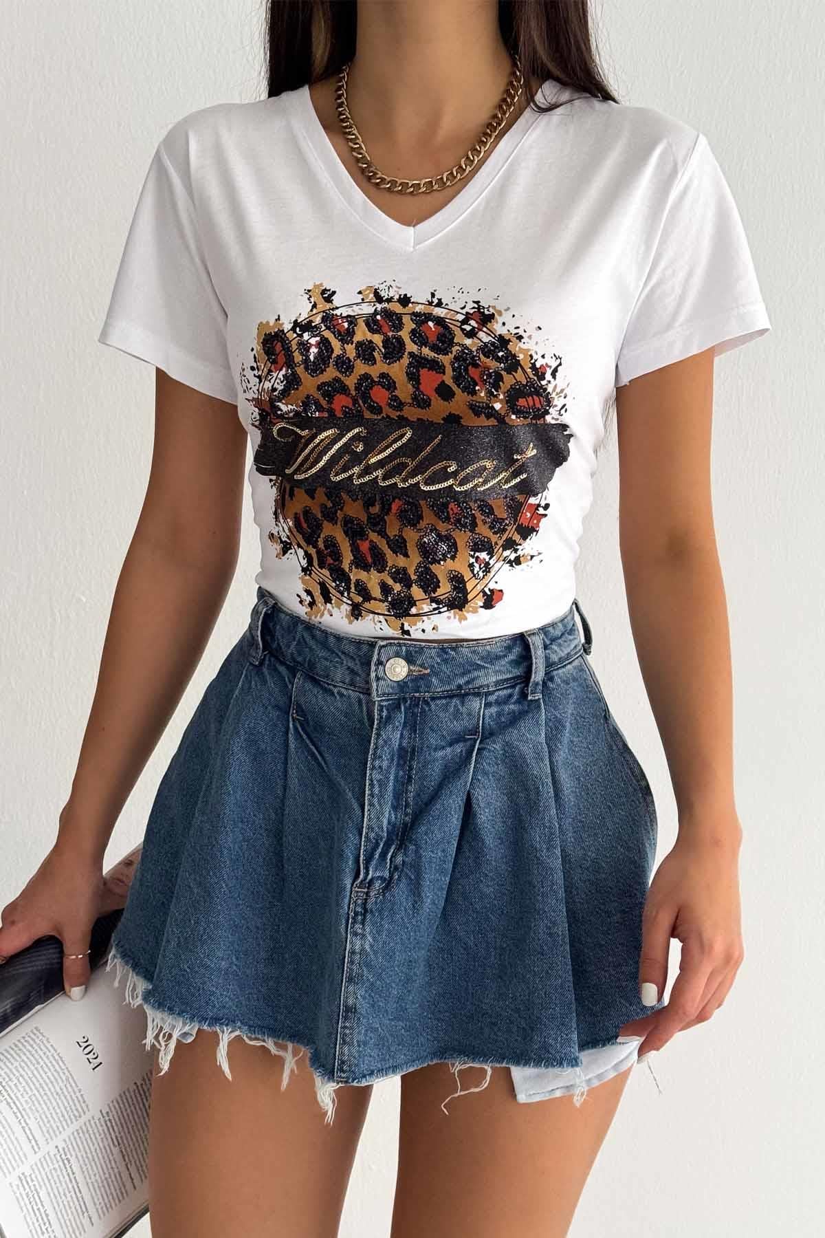 Wild Cat Pul İşleme Tasarım Tişört