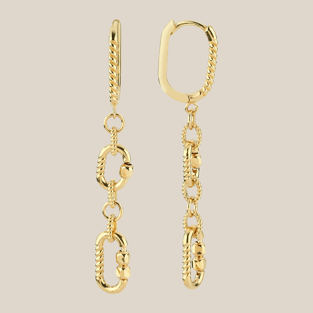Chain Lock Altın Küpe