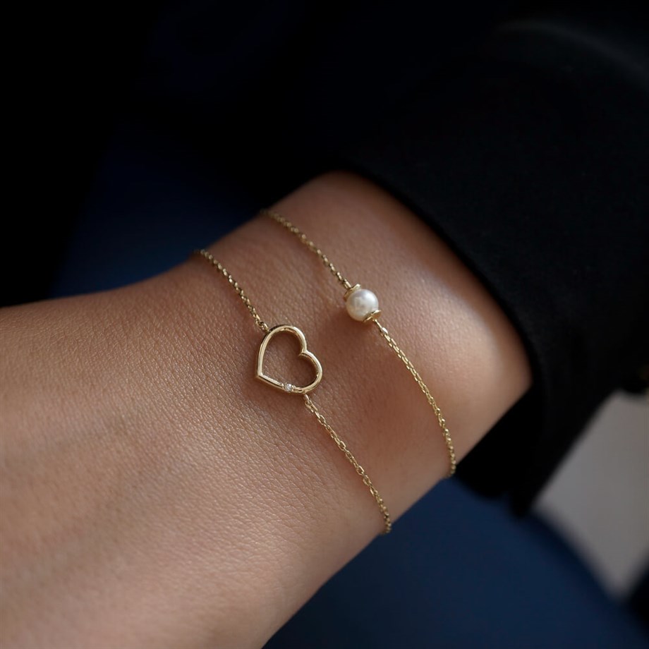 Kalp Minimal Altın Bileklik