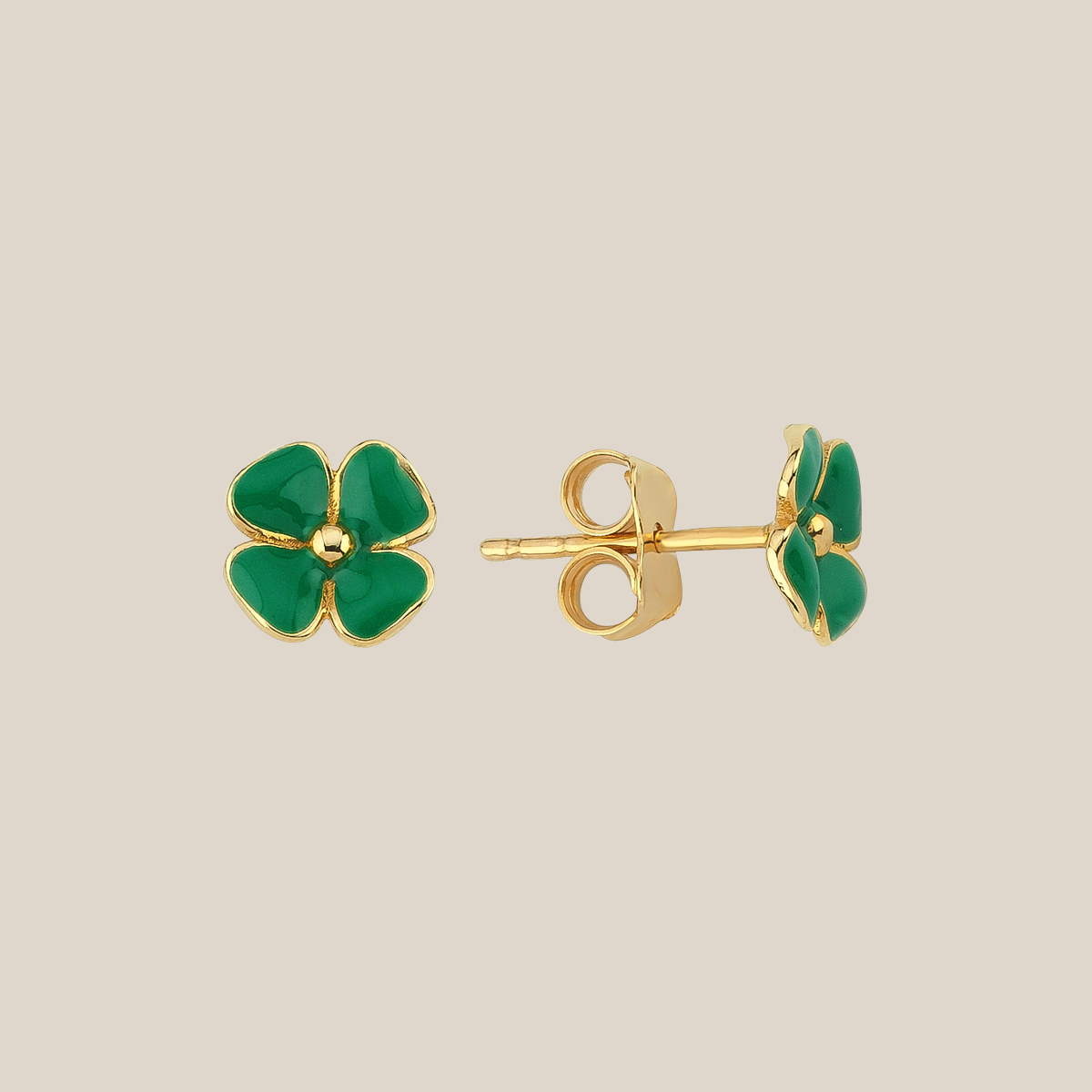 Mineli Yonca Altın Küpe