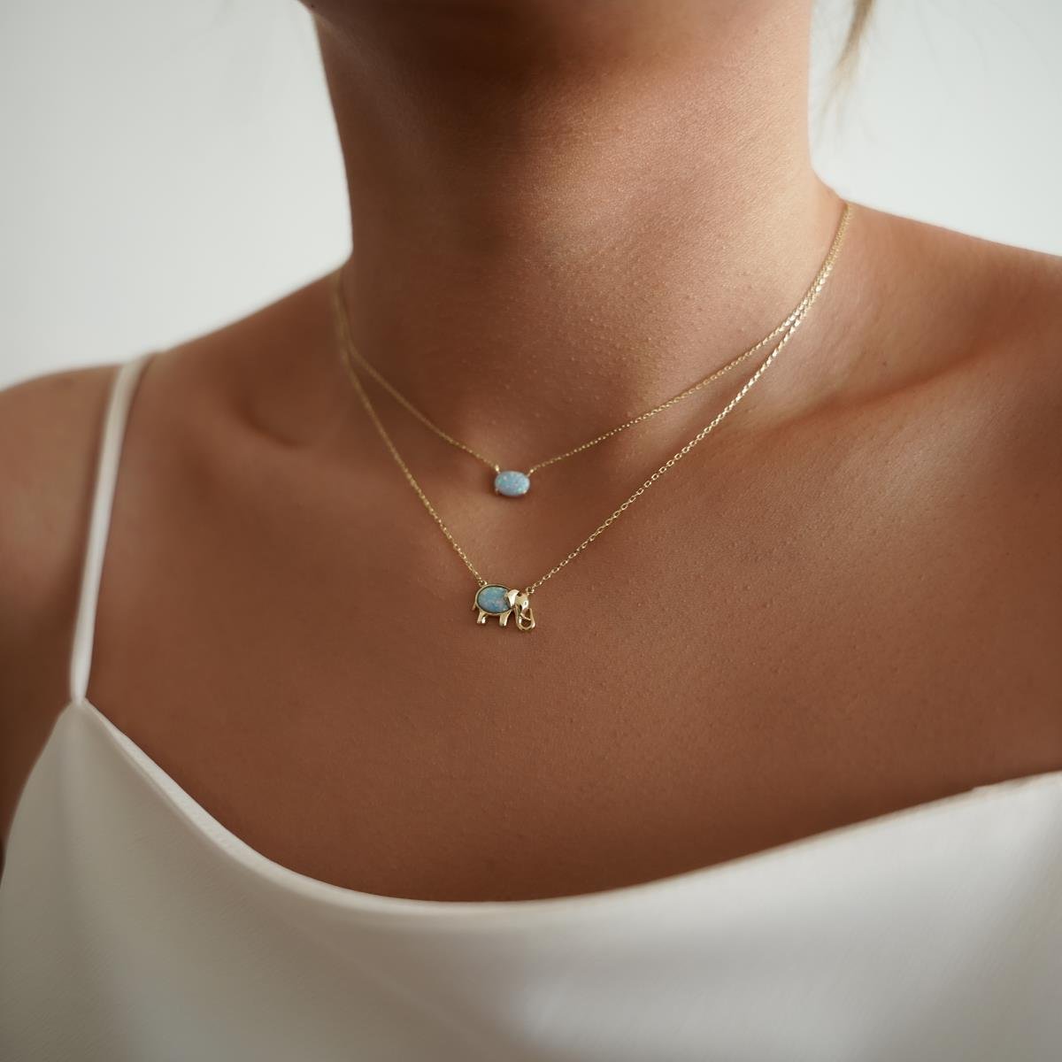 Minimal Opal Altın Kolye